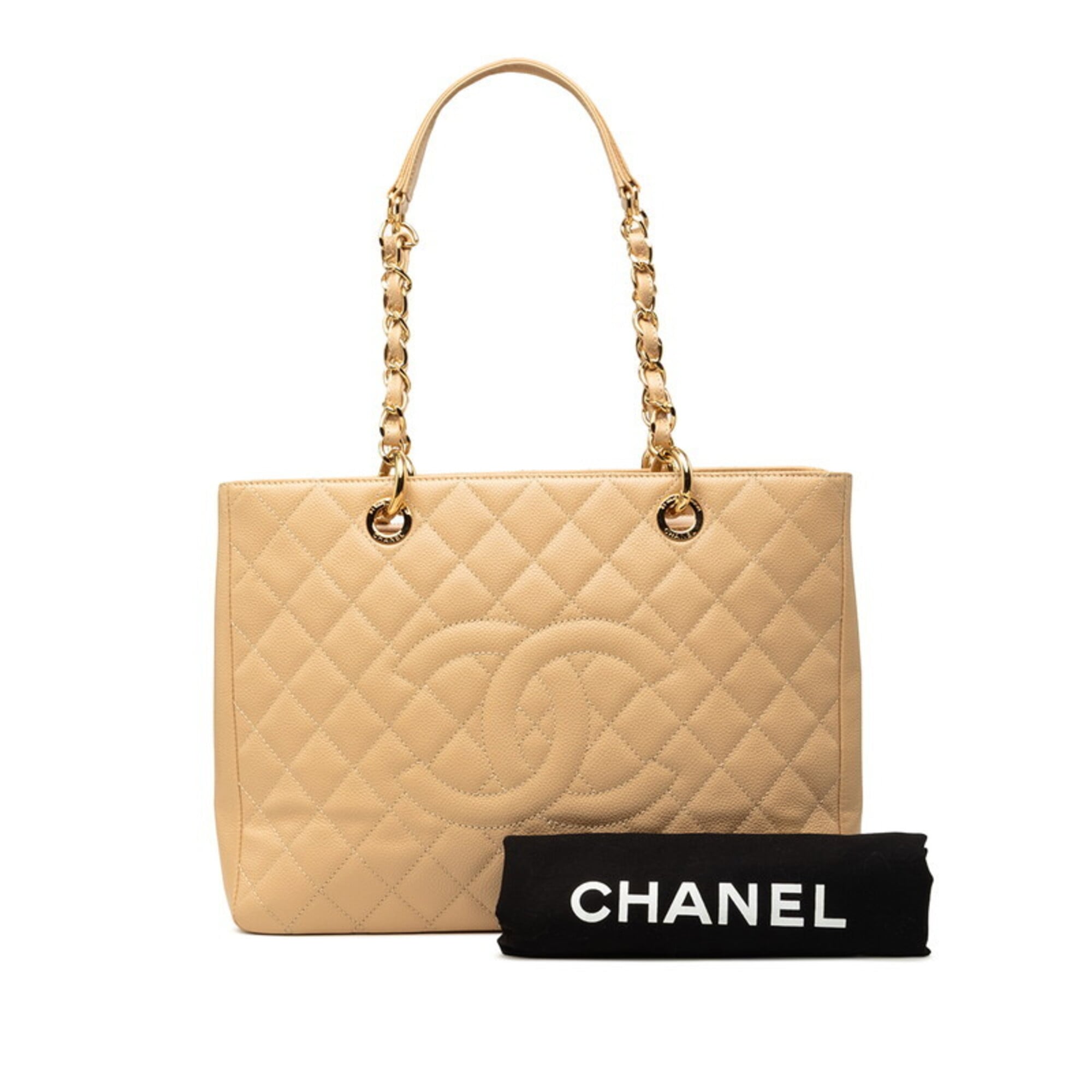 Chanel Beige Grained Calfskin Shoulder Bag (Pre-Owned)
