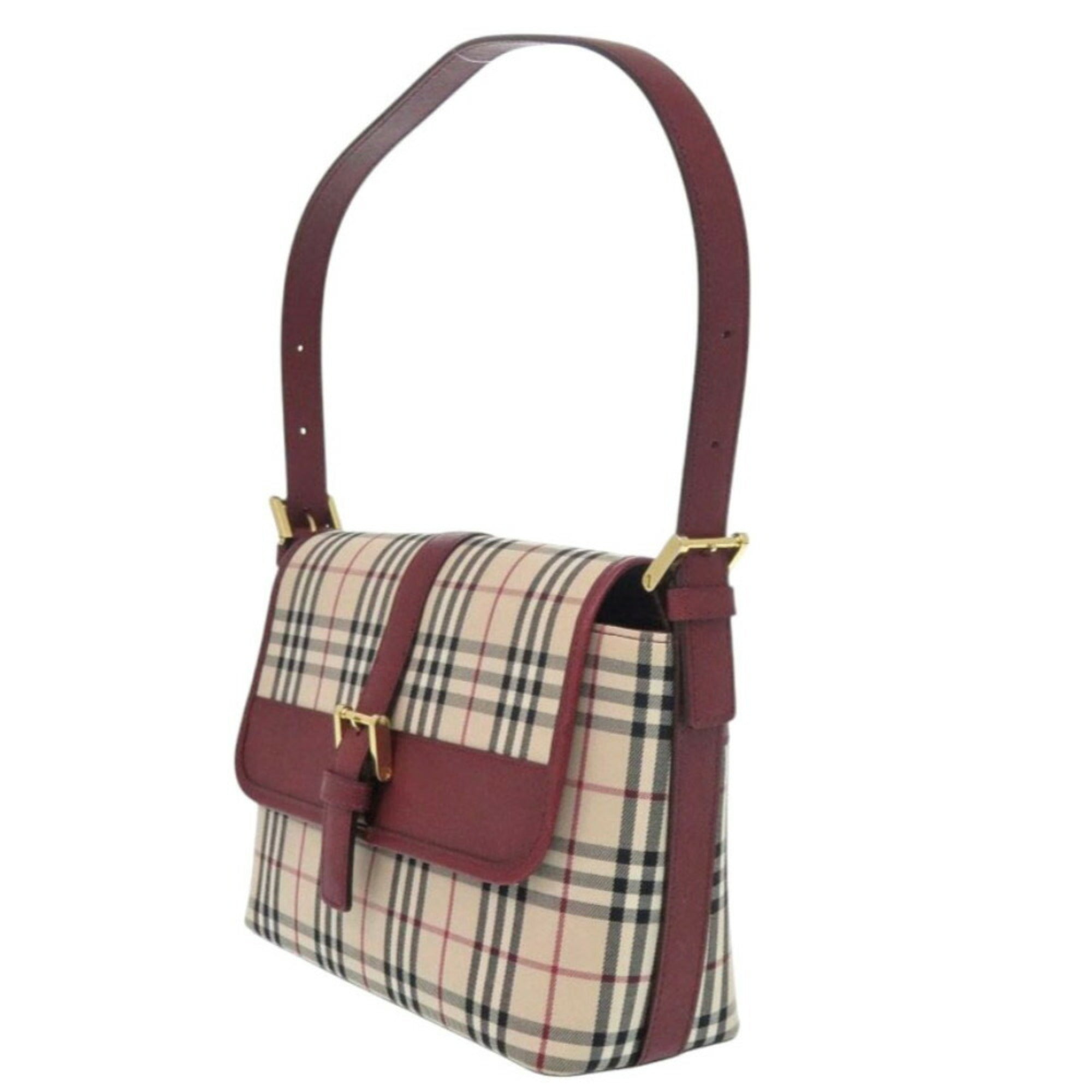 Burberry Beige Canvas Leather Handbag Shoulder Bag (Pre-Owned)