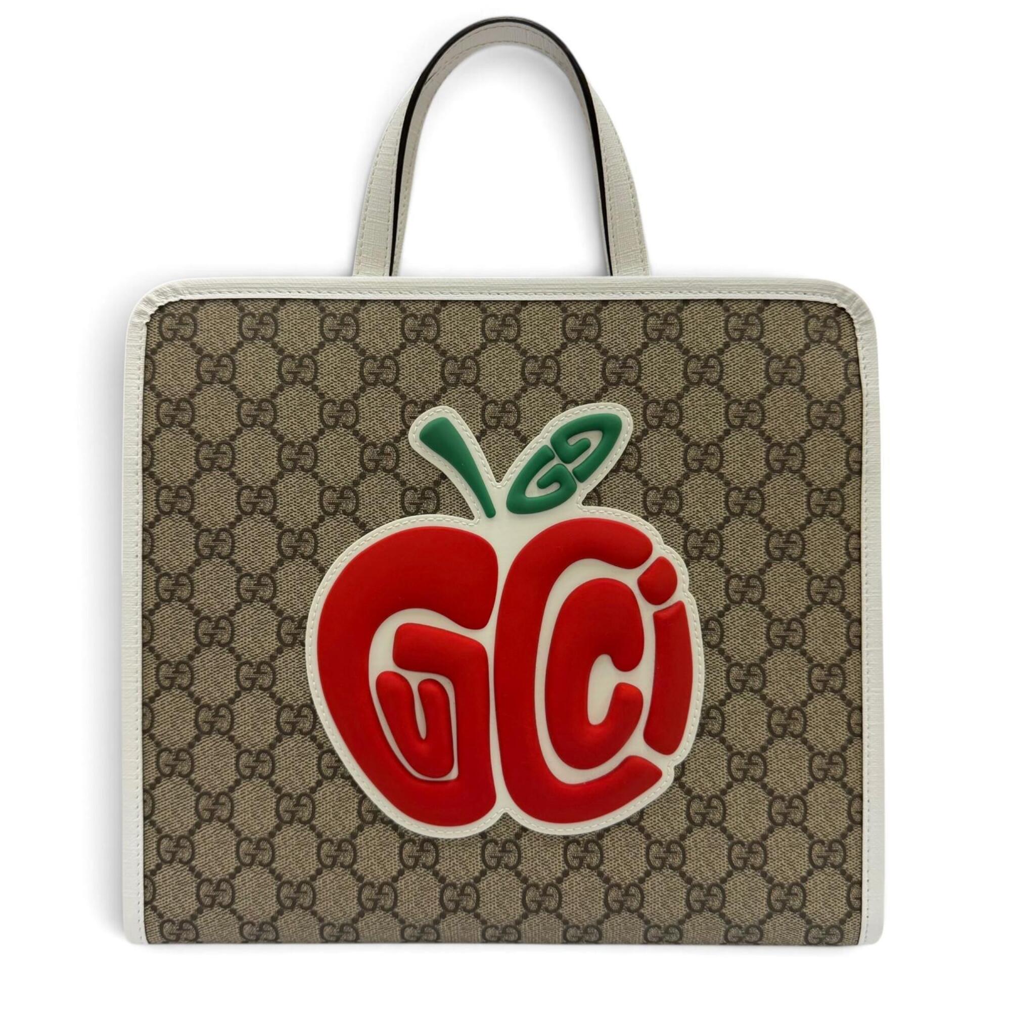 Gucci Beige Red Color White Gg Supreme Handbag Tote Bag (Pre-Owned)