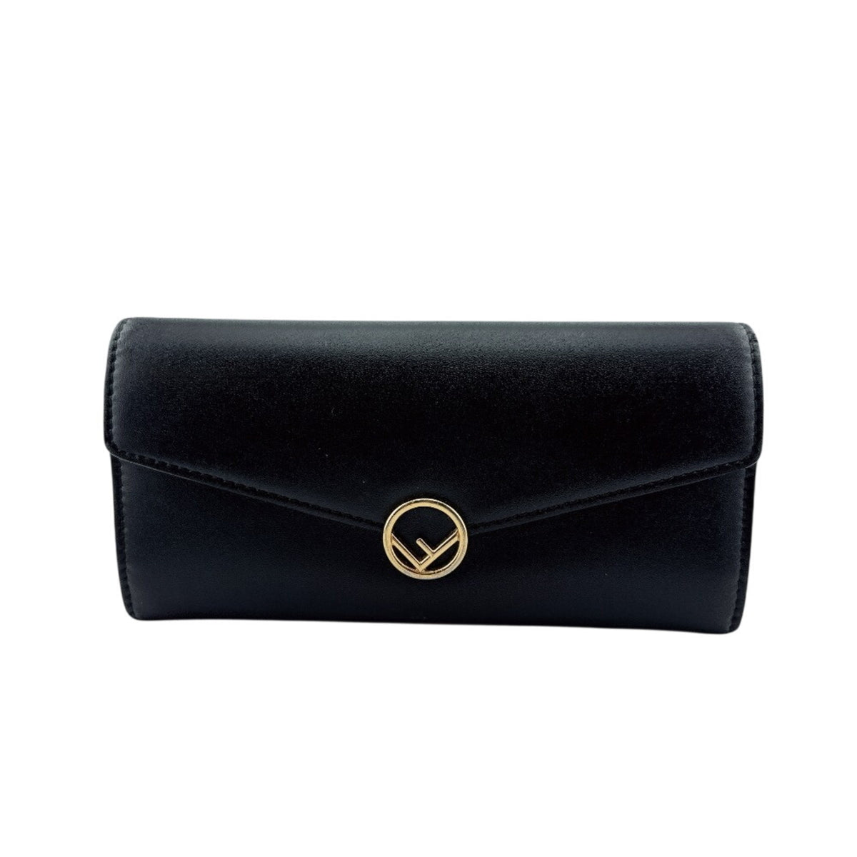 Fendi Black Leather Long Wallet (Bi-Fold) (Pre-Owned)