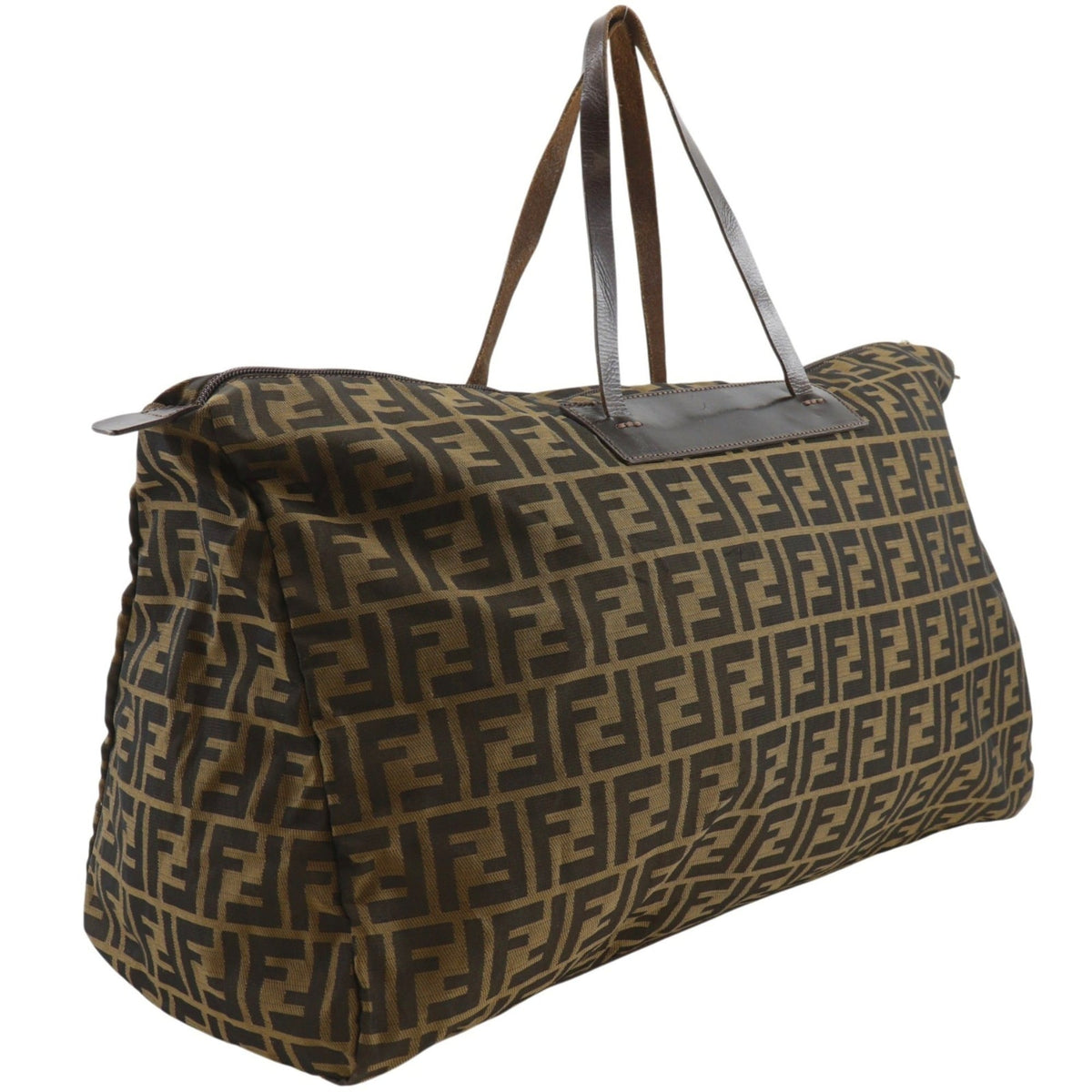 Fendi Zucca Brown Nylon Canvas Boston Bag (Pre-Owned)