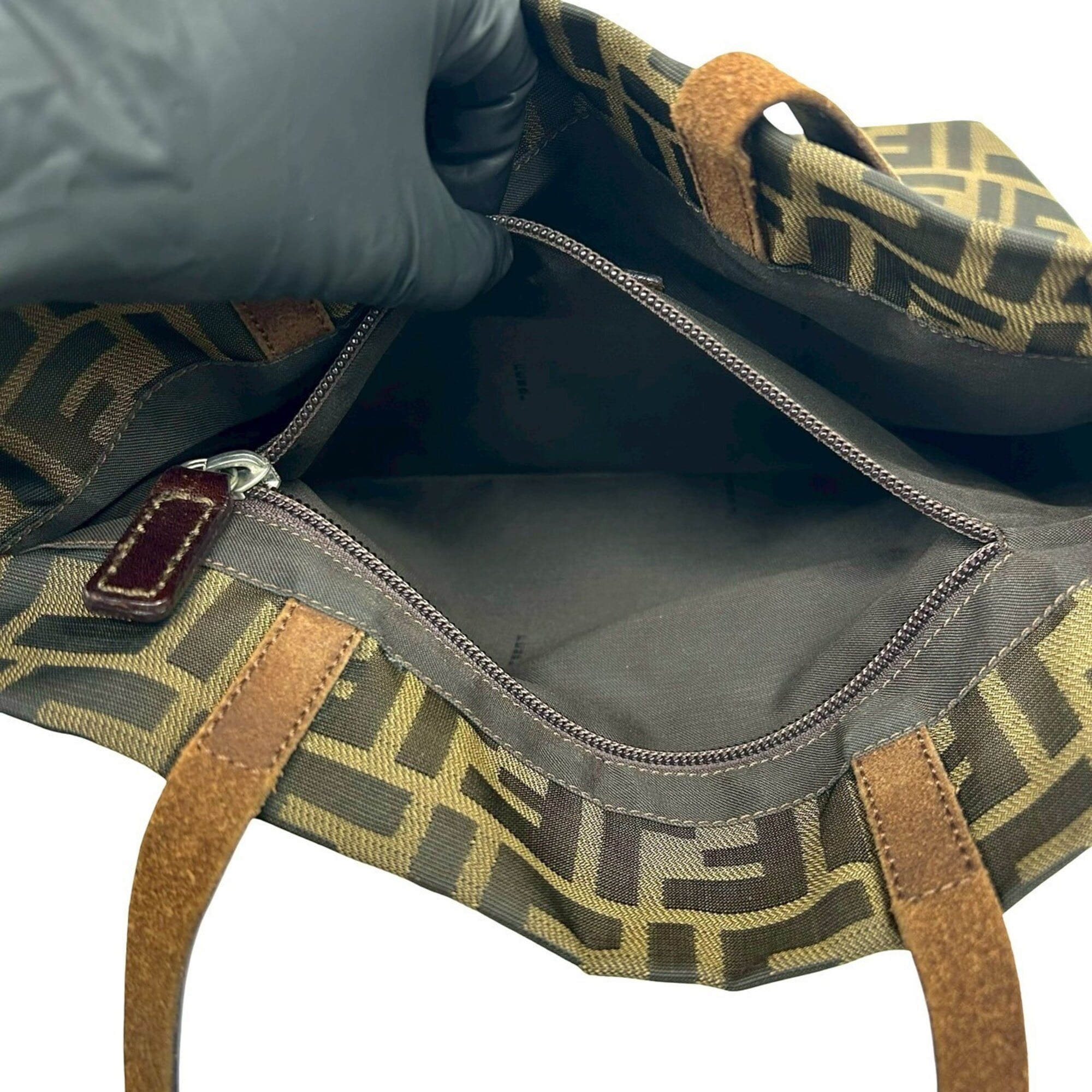 Fendi Brown Canvas Leather Handbag Shoulder Bag Tote Bag (Pre-Owned)