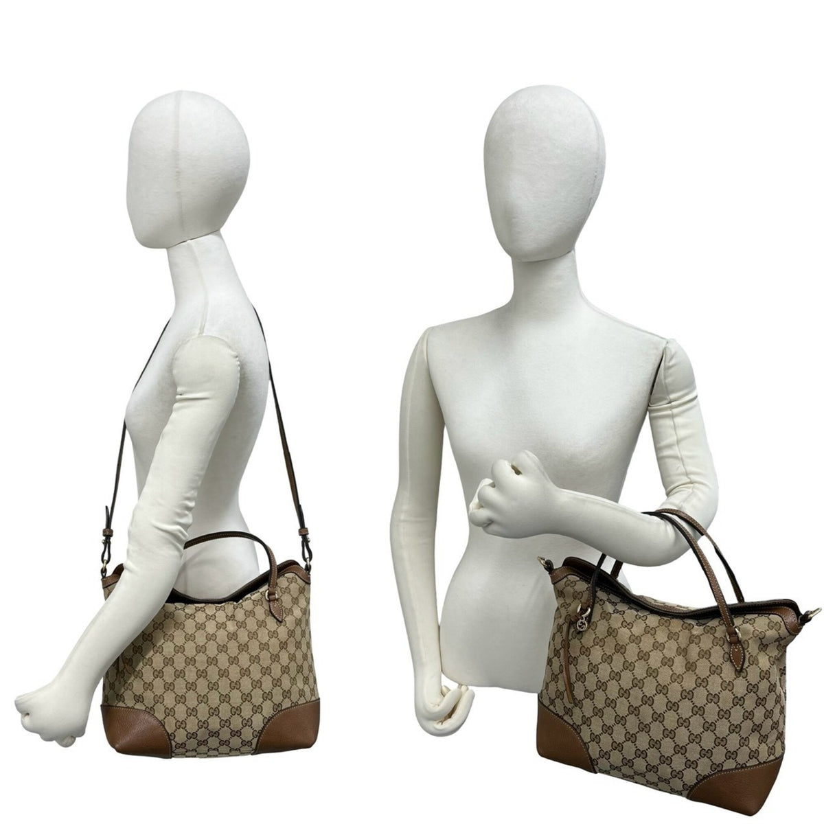 Gucci Brown Canvas Leather Handbag Shoulder Bag Tote Bag (Pre-Owned)