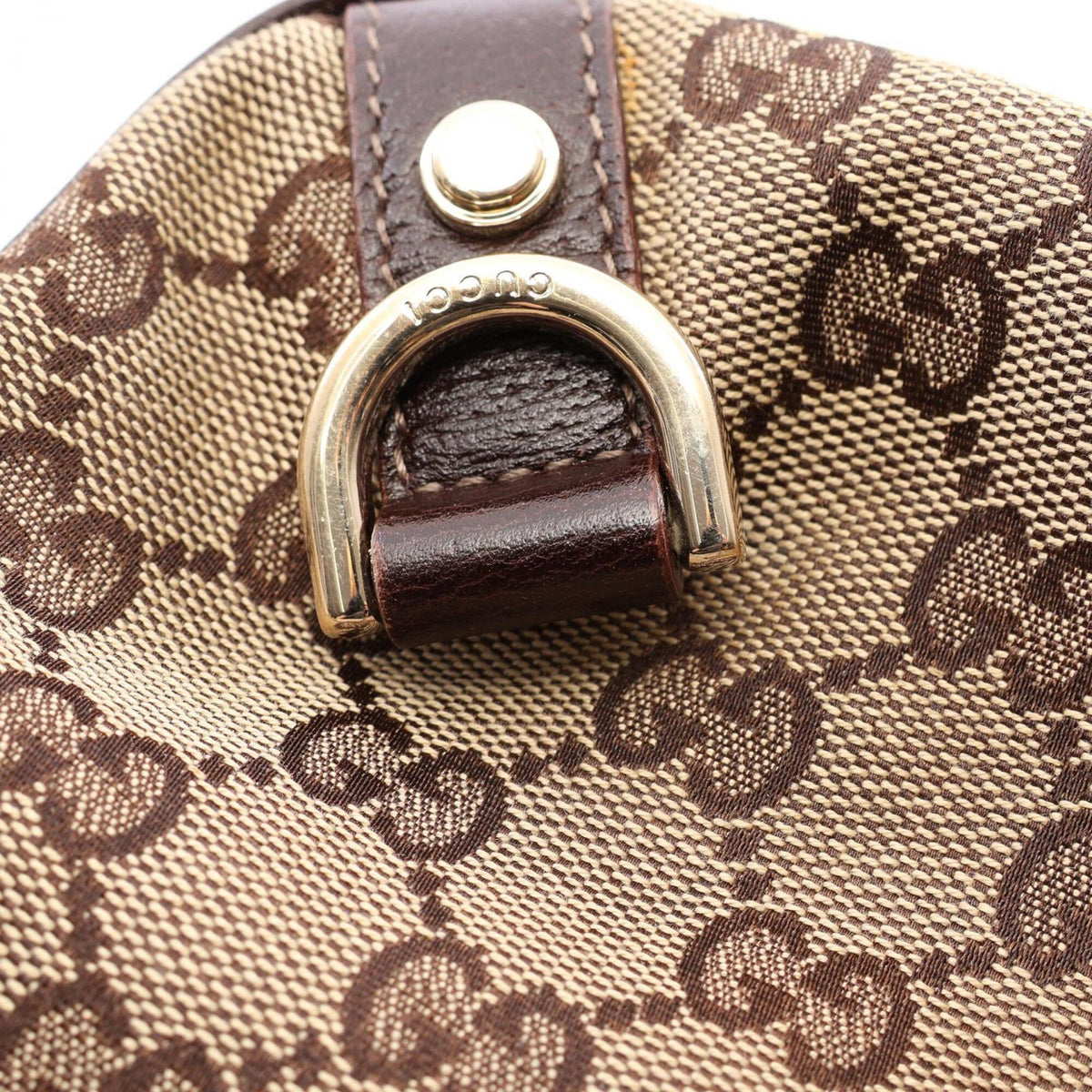 Gucci Beige Brown Canvas Leather Handbag Shoulder Bag (Pre-Owned)