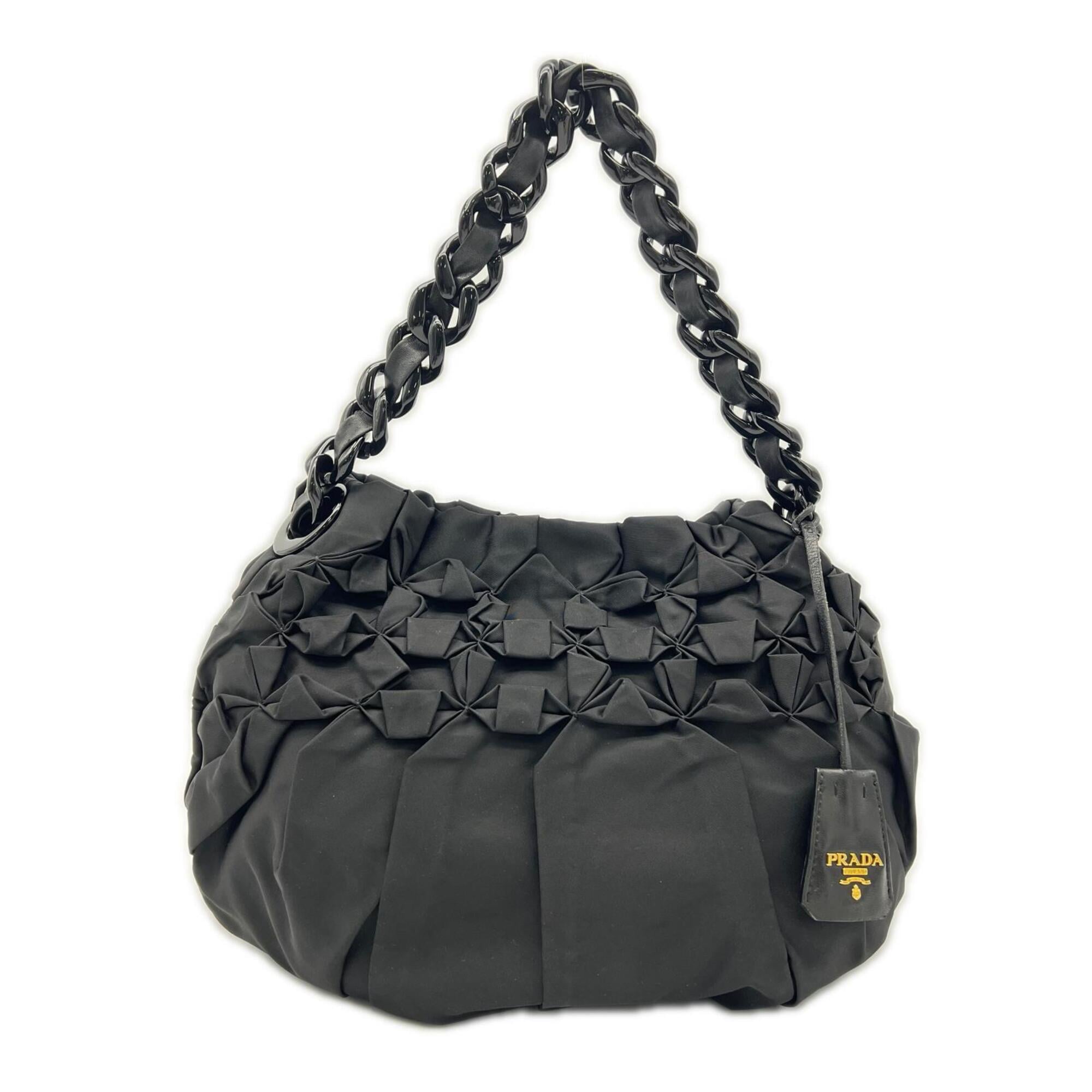 Prada Black Nylon Leather Plastic Handbag (Pre-Owned)