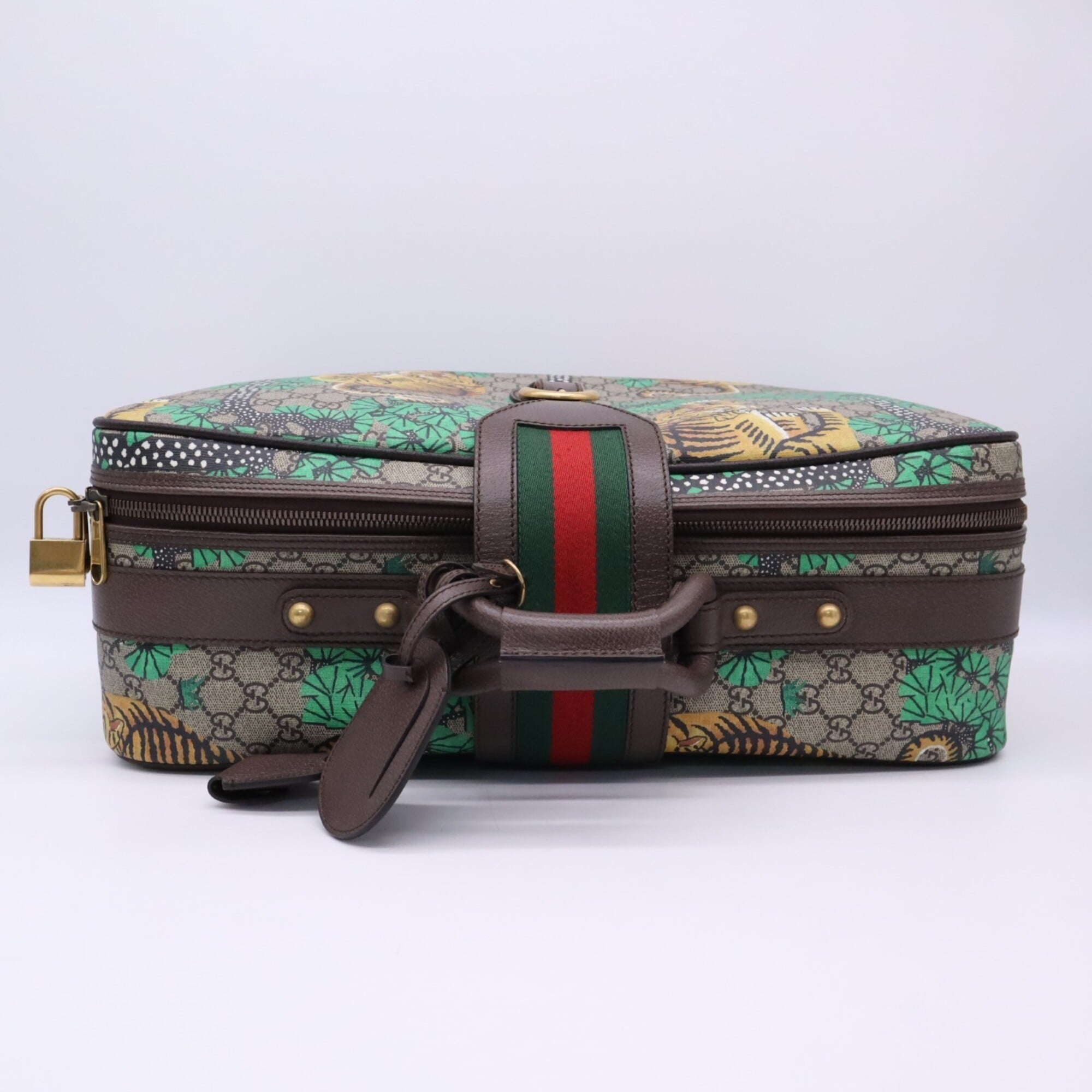 Gucci Sherry Line Beige Multi-Color Coated Canvas Leather Boston Bag (Pre-Owned)