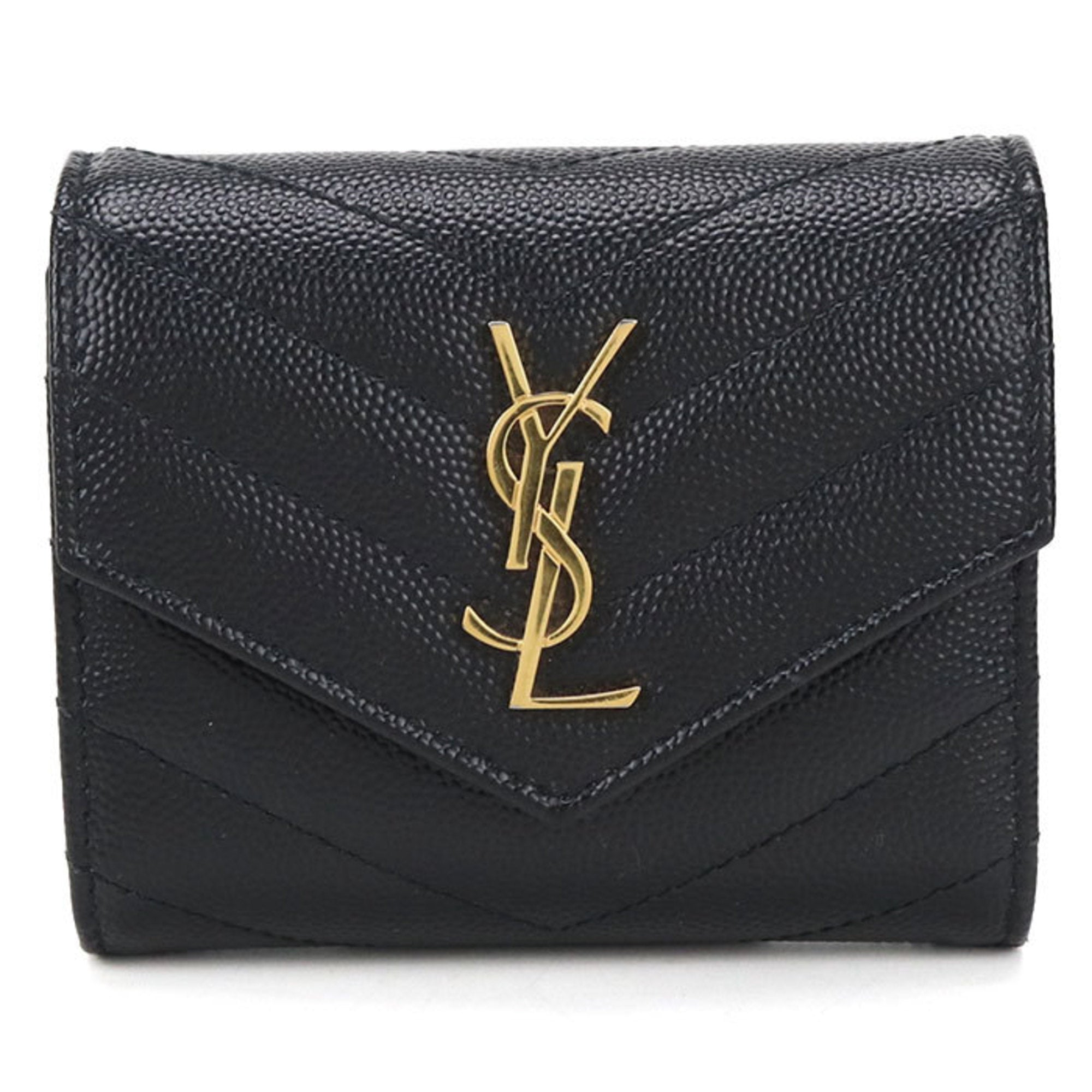 Saint Laurent Black Leather Wallet (Tri-Fold) (Pre-Owned)