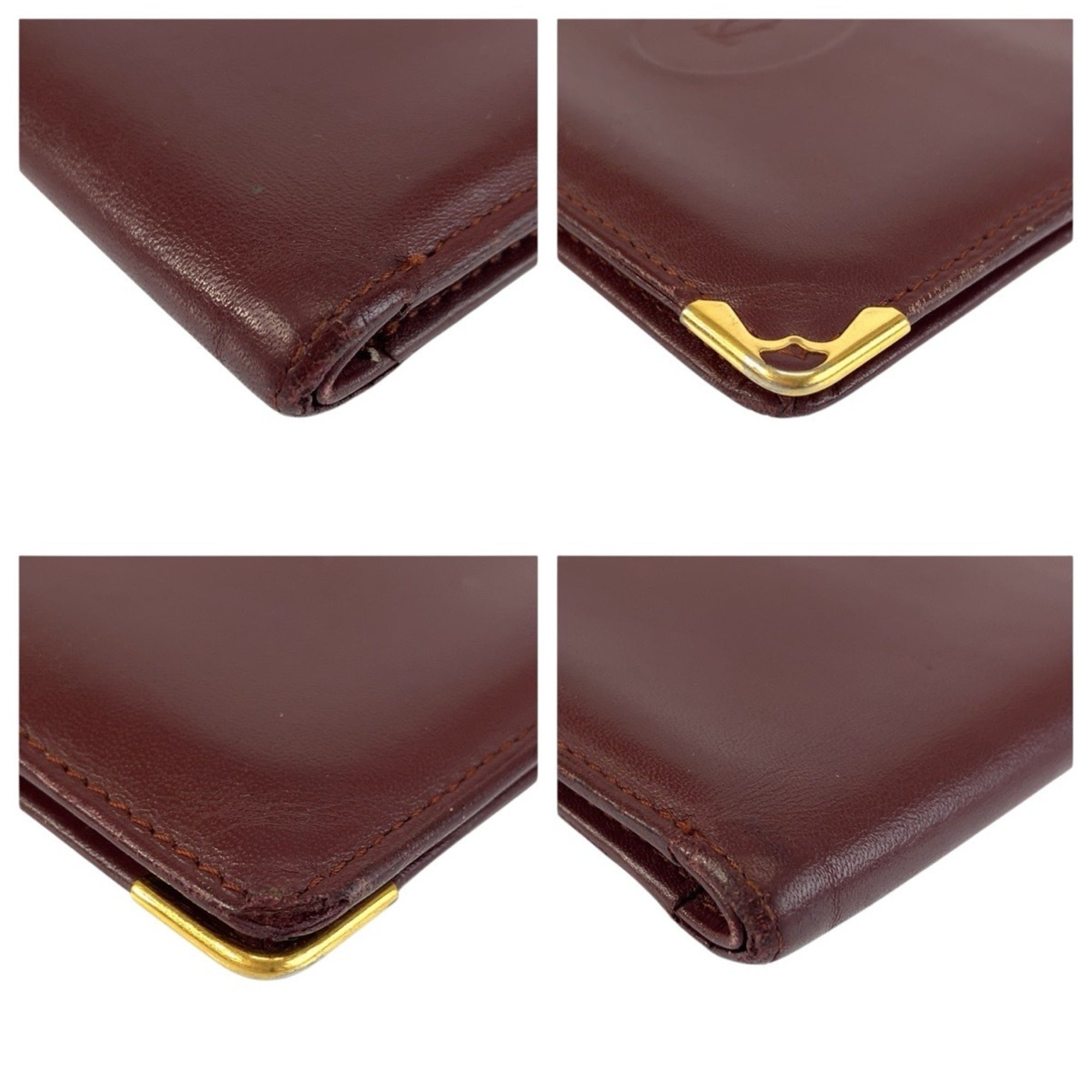 Cartier Bordeaux Wine Red Leather Wallet (Bi-Fold) (Pre-Owned)