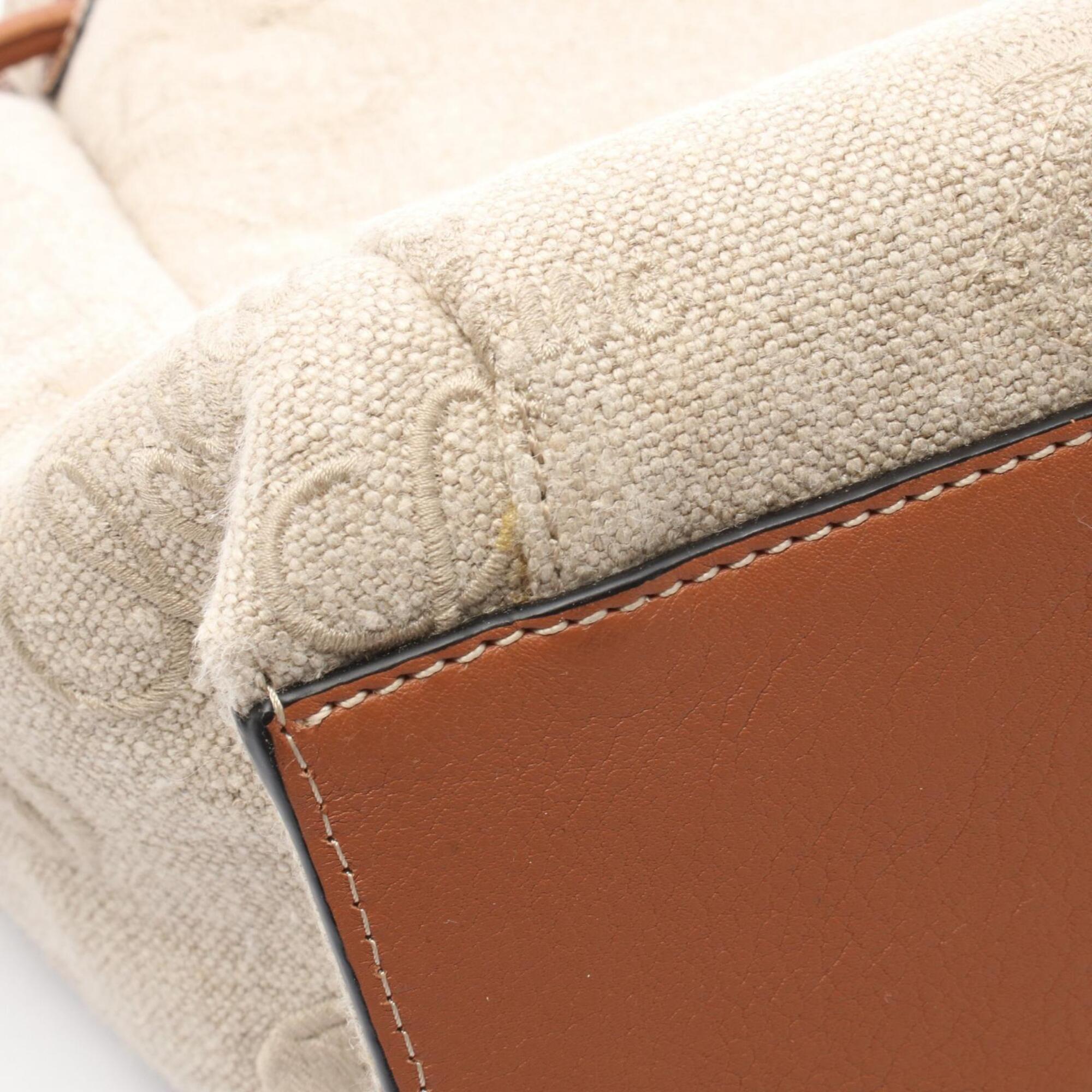 Loewe Flamenco Beige Brown Canvas Leather Handbag Tote Bag (Pre-Owned)