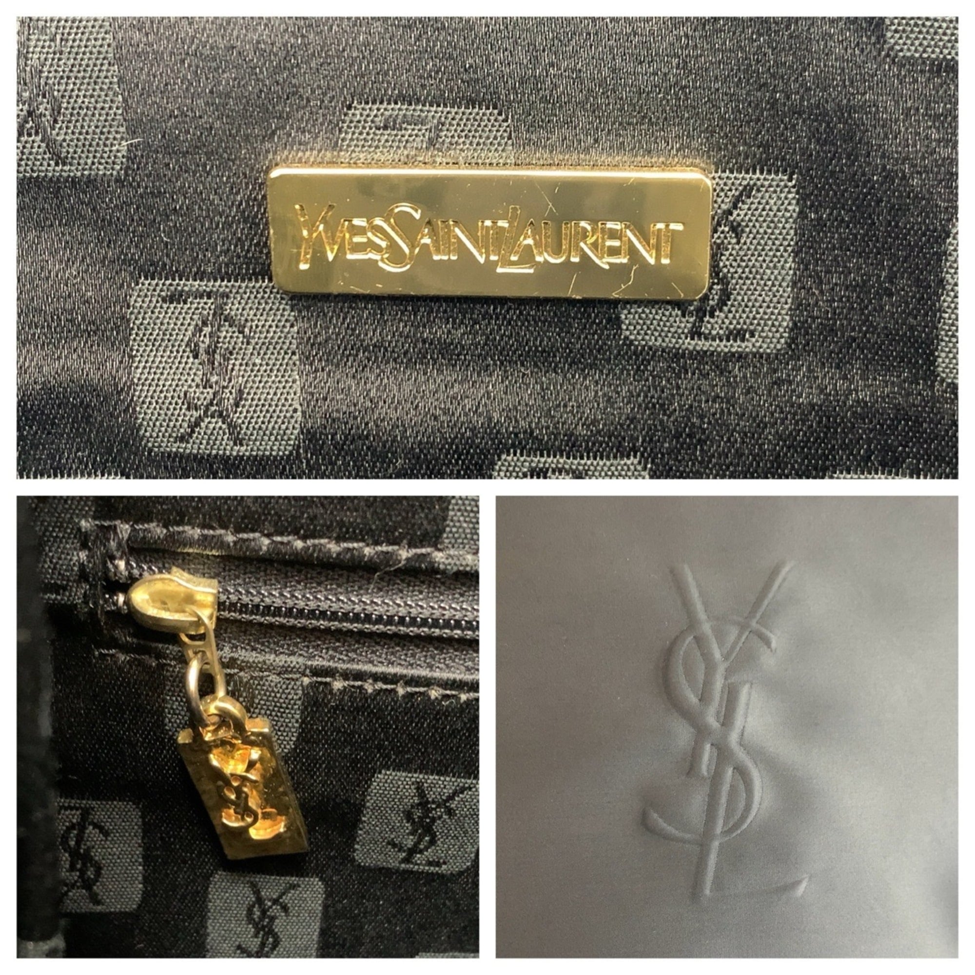 Yves Saint Laurent Navy Nylon Shoulder Bag Tote Bag (Pre-Owned)