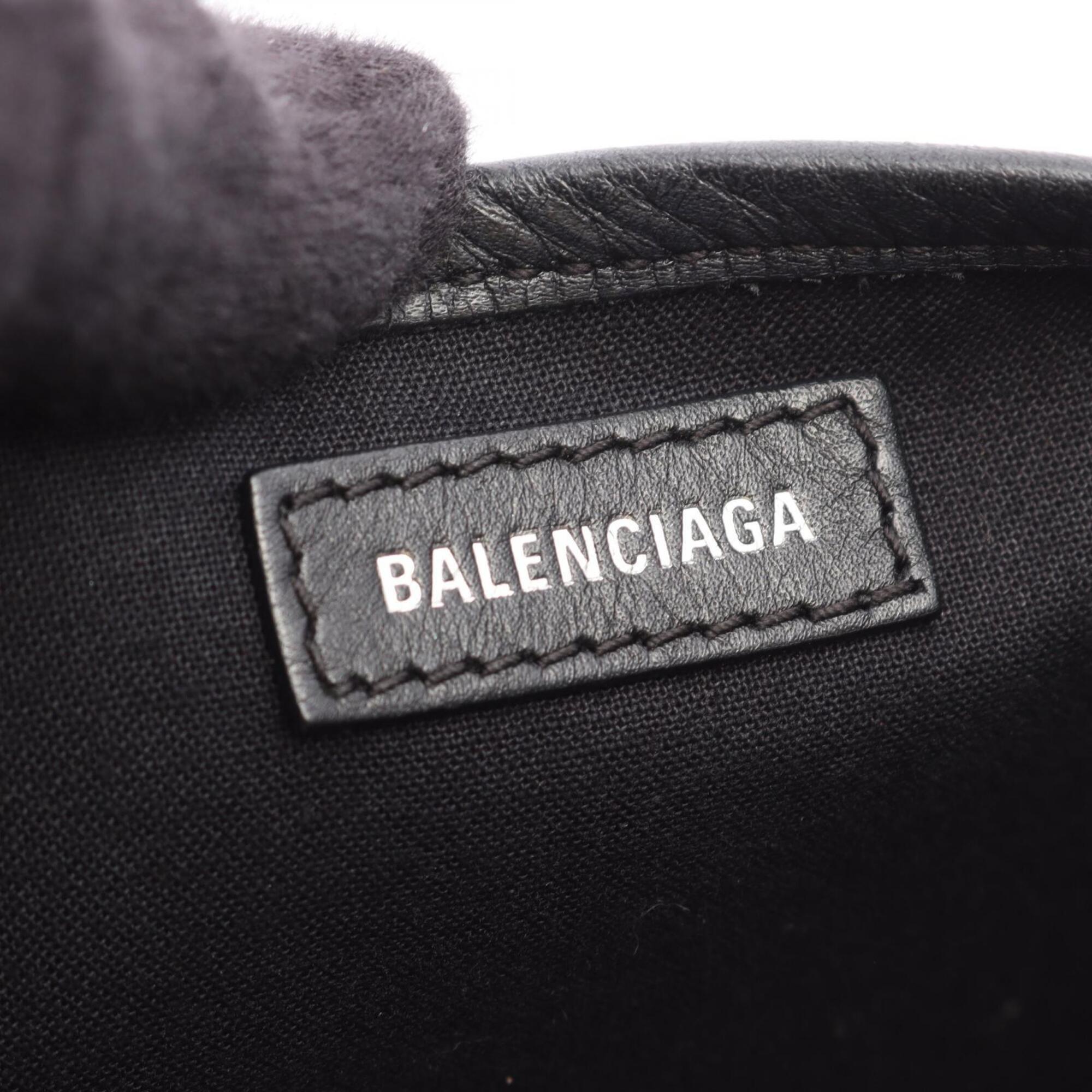 Balenciaga Black White Canvas Leather Handbag Pouch (Pre-Owned)
