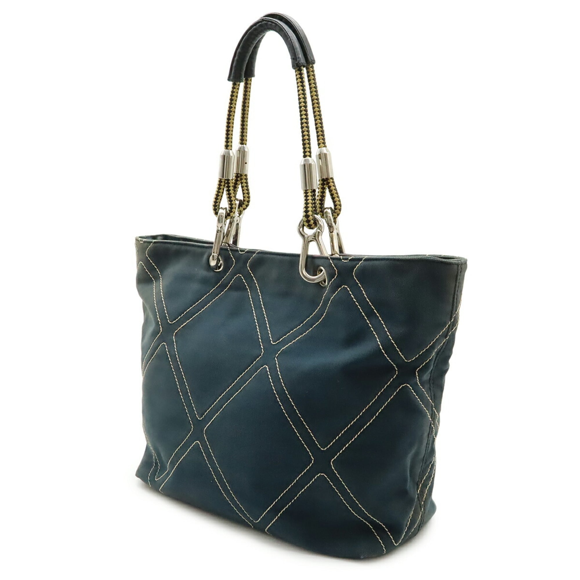 Chanel No.5 Black Navy Canvas Leather Shoulder Bag Tote Bag (Pre-Owned)