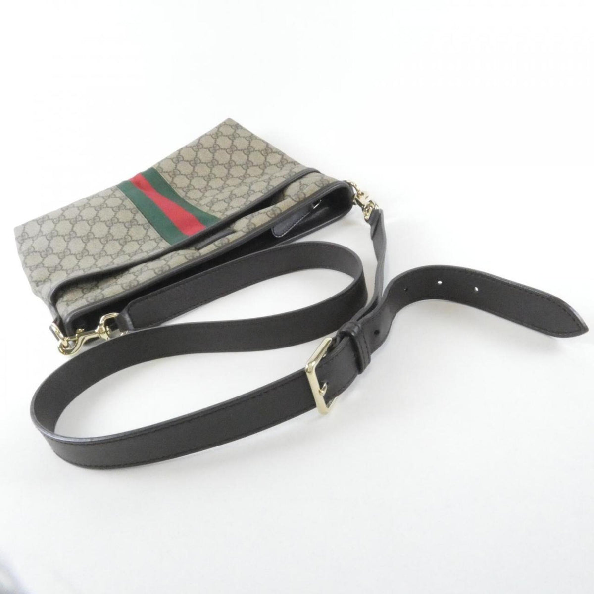 Gucci Beige Brown Gg Supreme Canvas Shoulder Bag (Pre-Owned)