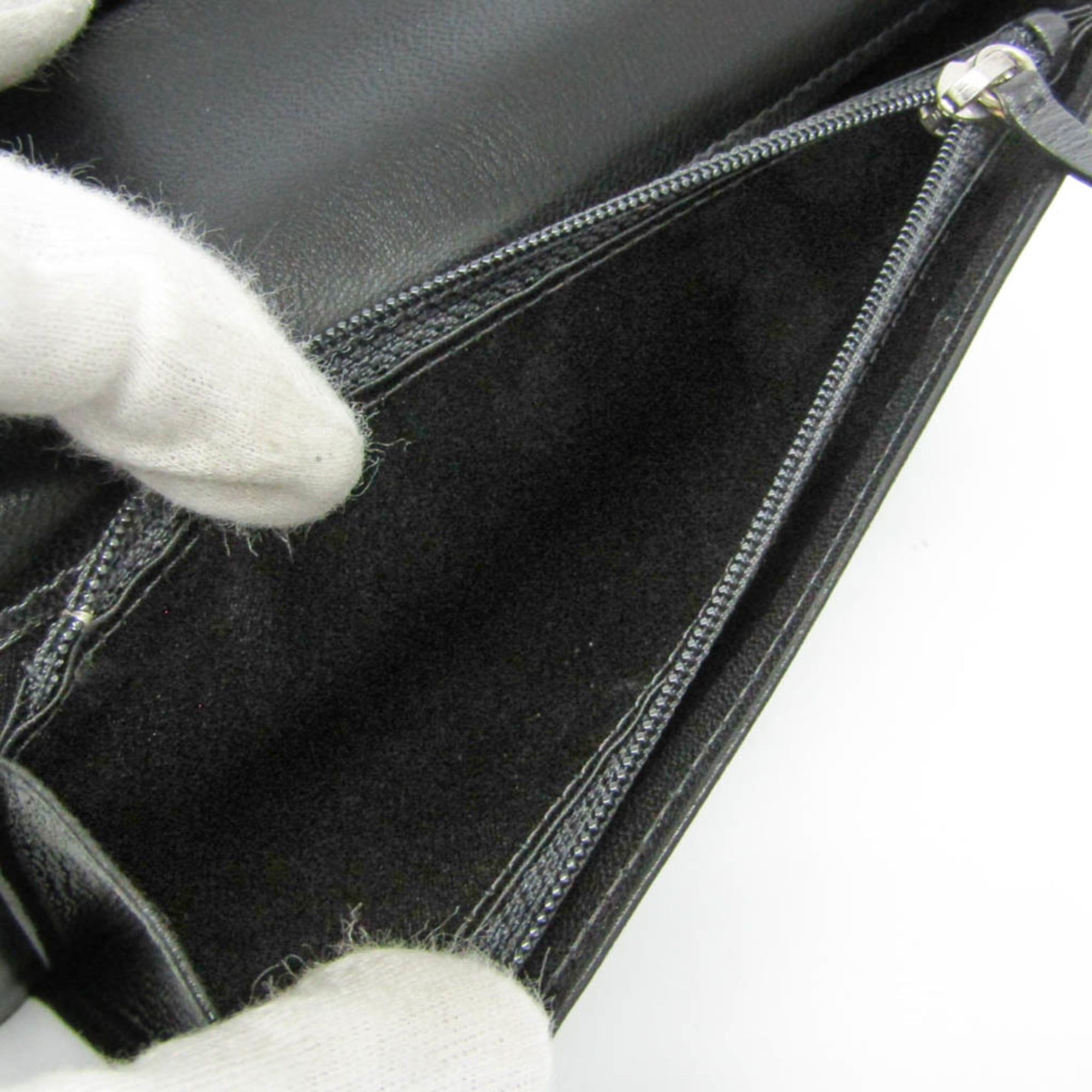 Chanel Lucky Symbols Yen Wallet Embossed Quilted Leather Black Leather Wallets Accessory (Pre-Owned)