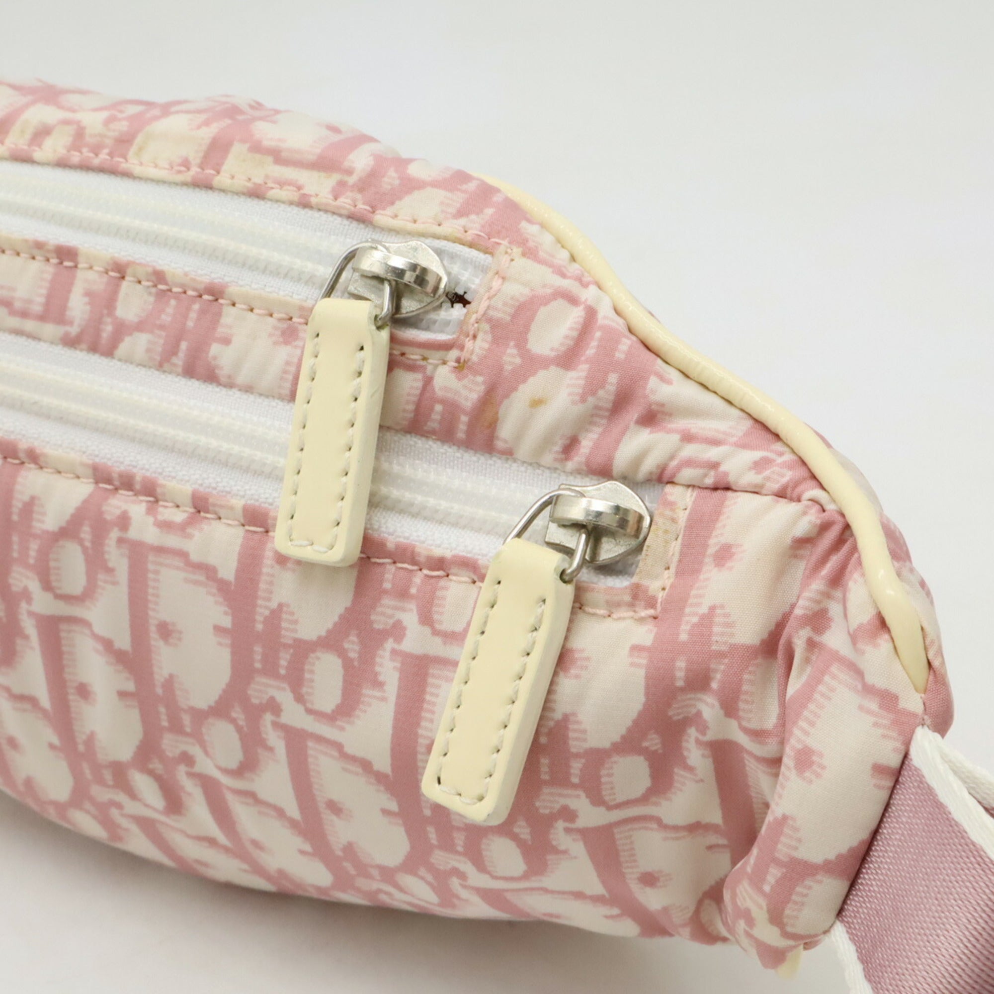 Christian Dior Pink White Nylon Patent Leather Fanny Pack Pouch (Pre-Owned)