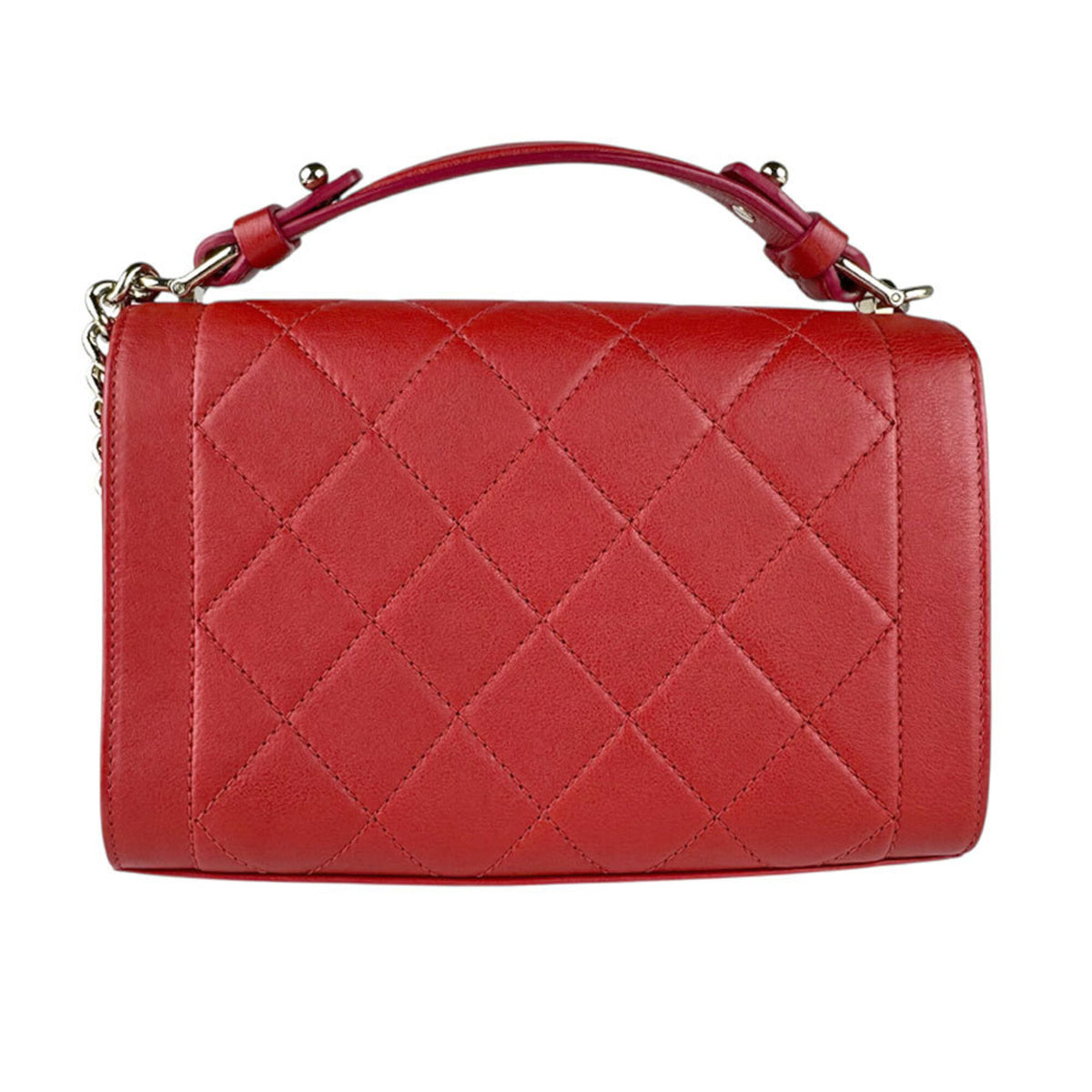 Chanel Red Color Leather Shoulder Bag (Pre-Owned)