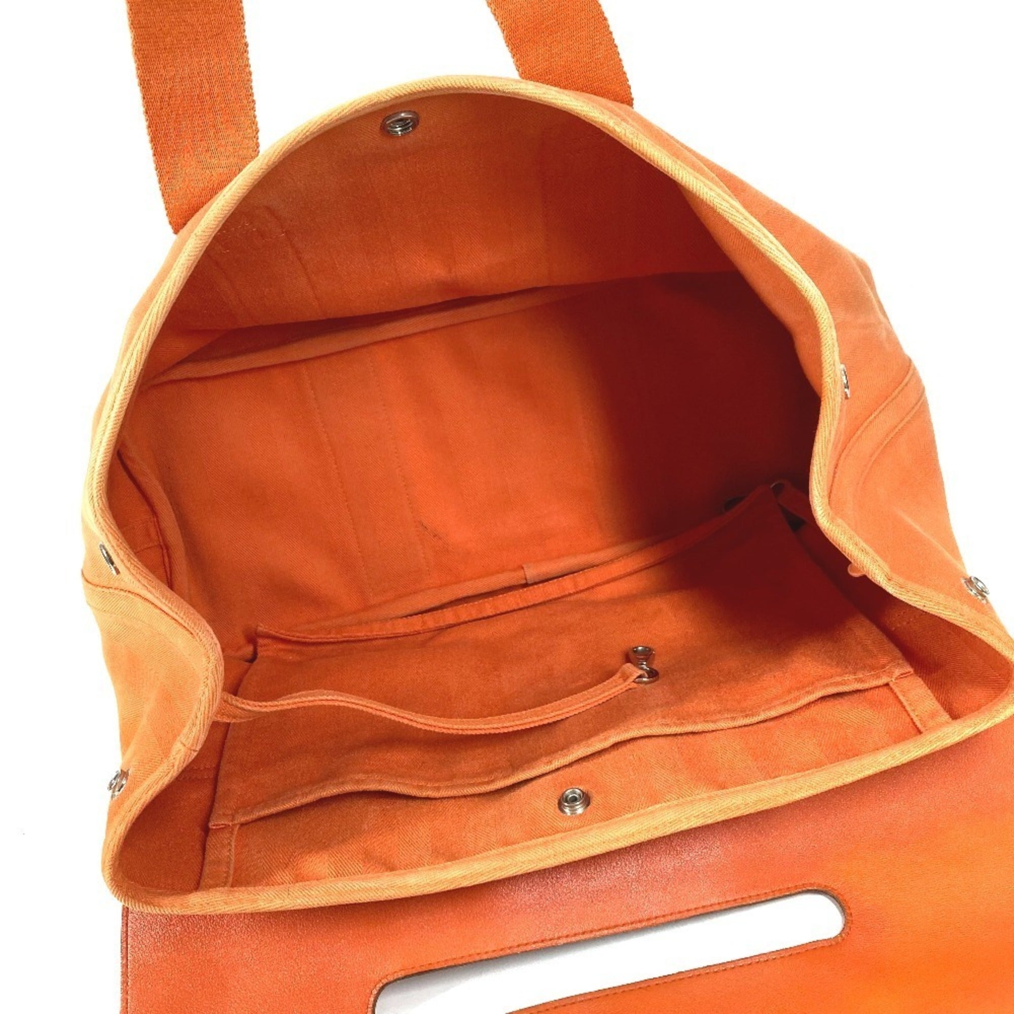 Hermes Orange Toile Chevron Handbag Pouch Tote Bag (Pre-Owned)