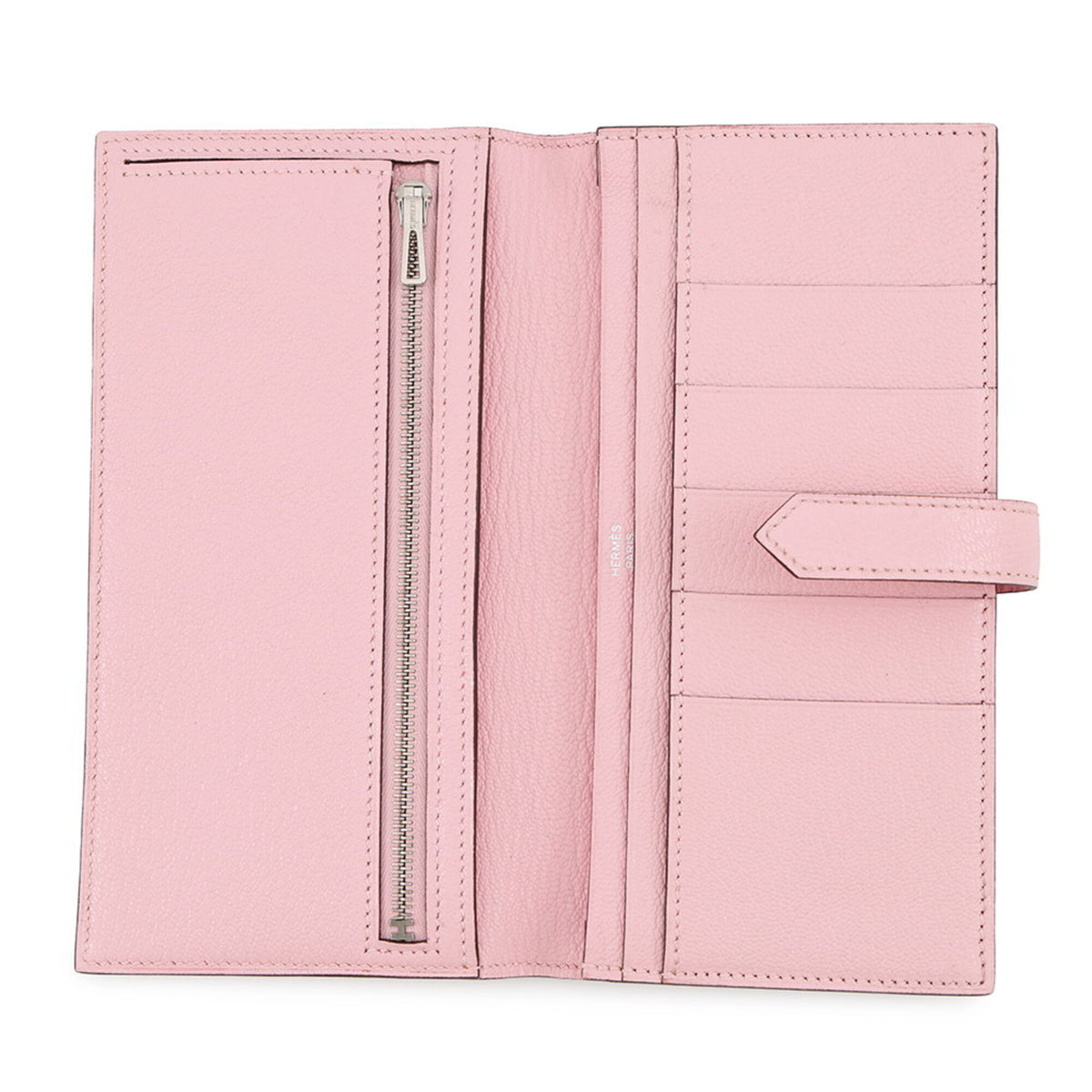 Hermes Rose Sakura Chevre Myzore Leather Long Wallet (Bi-Fold) (Pre-Owned)