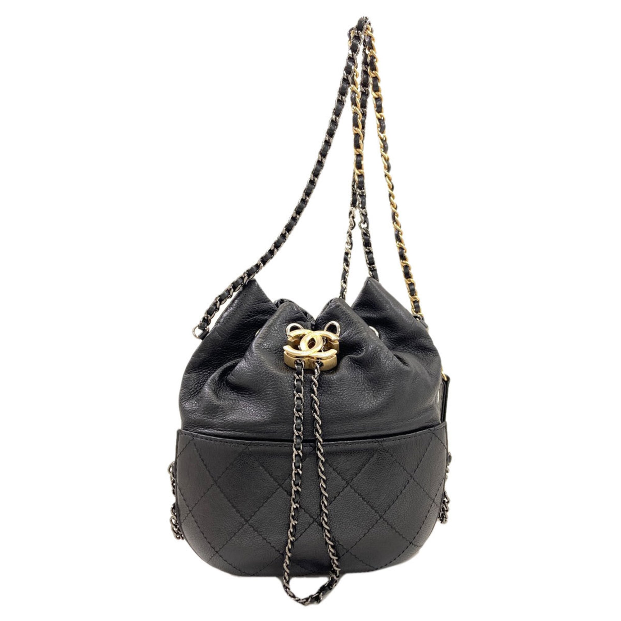 Chanel Gabriel Black Leather Shoulder Bag (Pre-Owned)