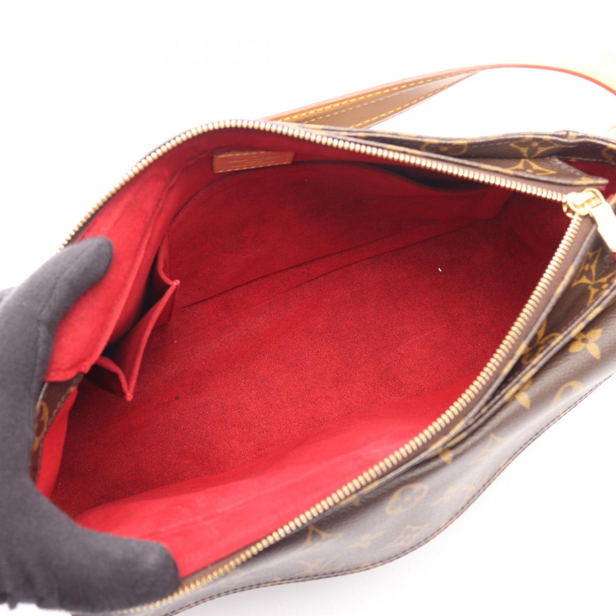 Louis Vuitton Brown Coated Canvas Leather Handbag Shoulder Bag (Pre-Owned)