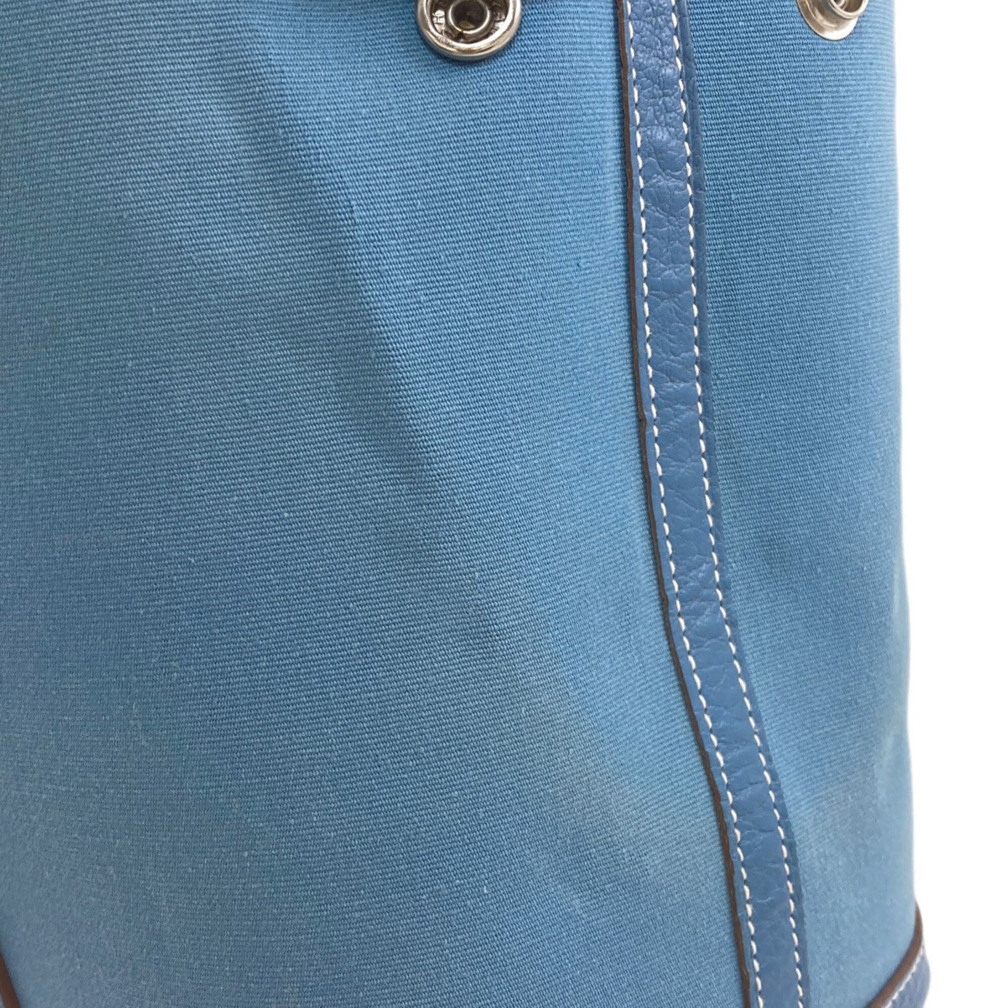 Hermes Garden Blue Jean Toile Officier Handbag (Pre-Owned)