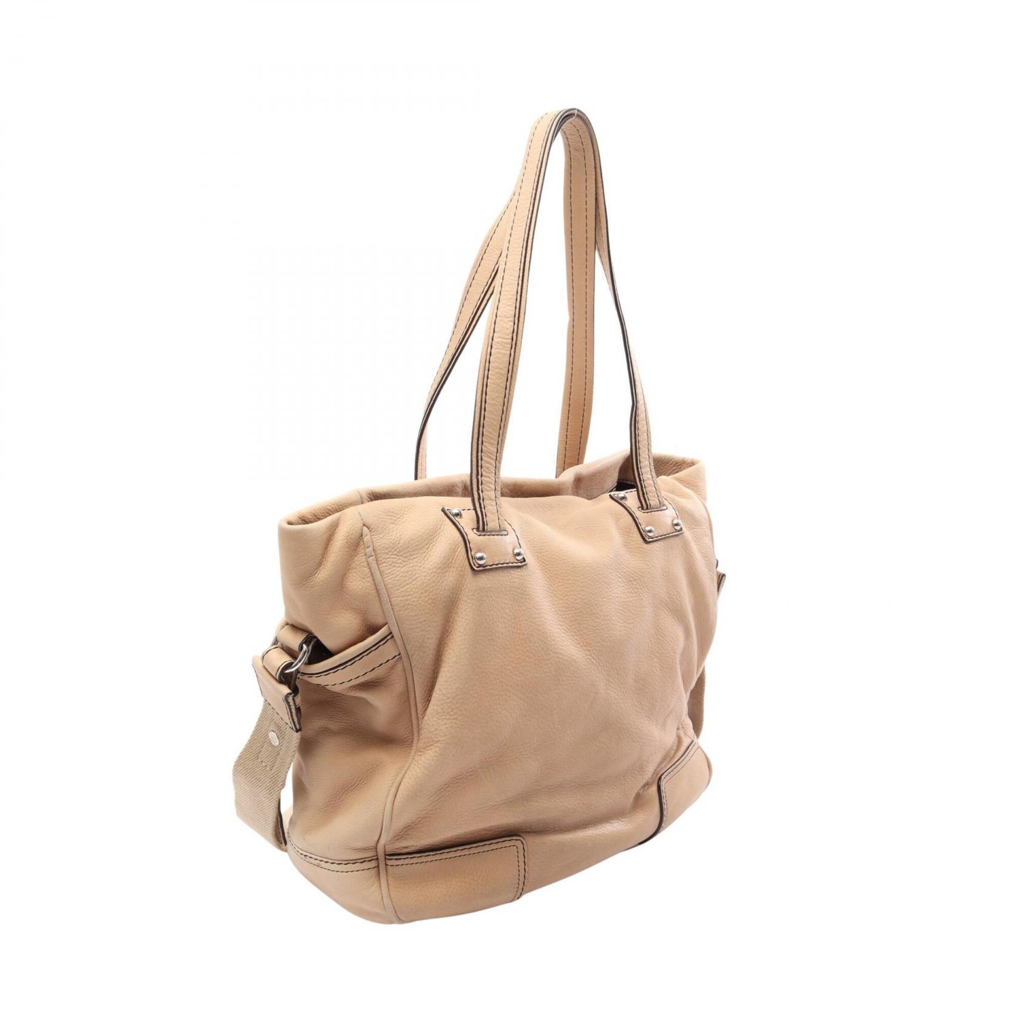 Loewe Beige Leather Handbag Tote Bag (Pre-Owned)