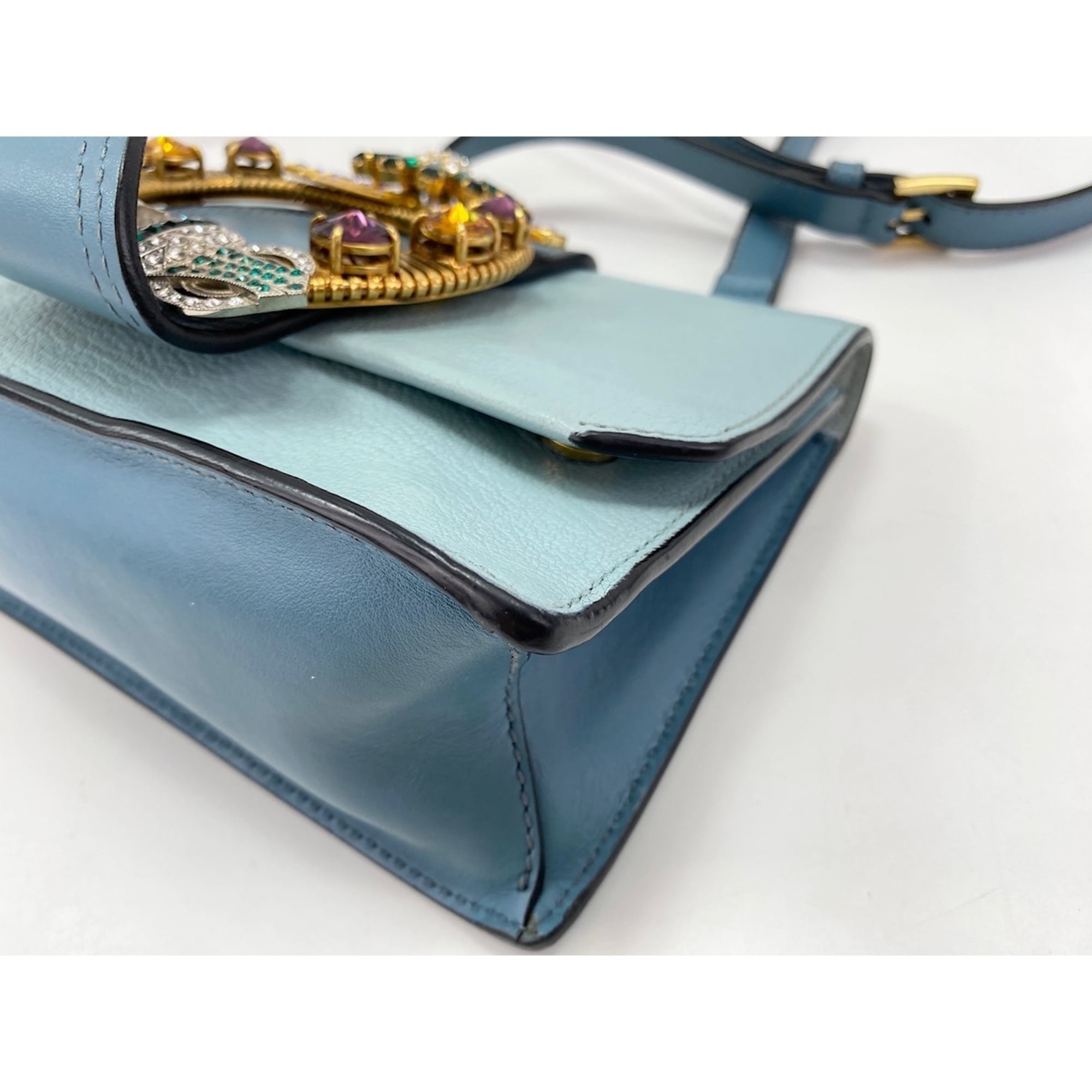 Miu Miu Blue Leather Shoulder Bag (Pre-Owned)