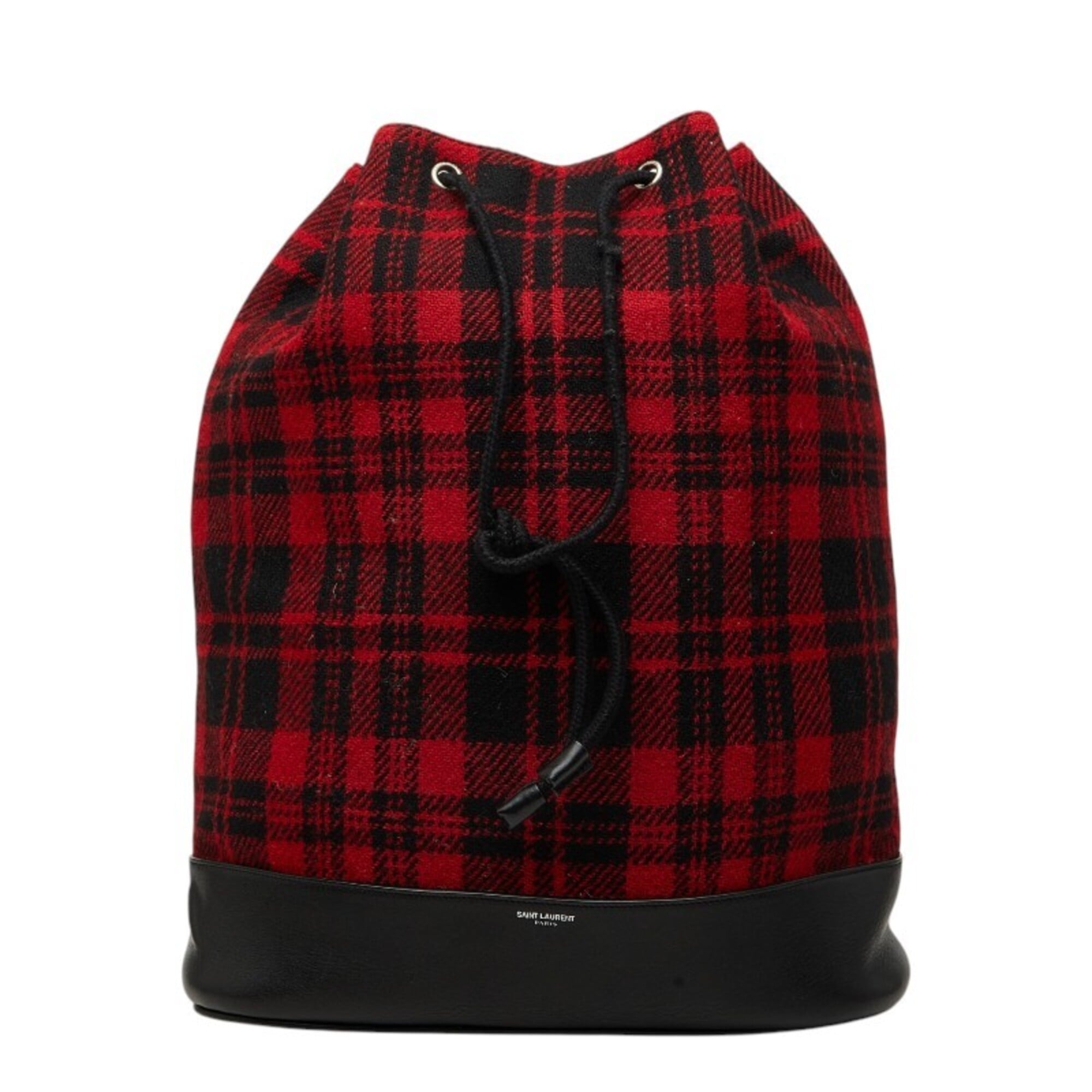 Saint Laurent Red Color Leather Wool Backpack (Pre-Owned)
