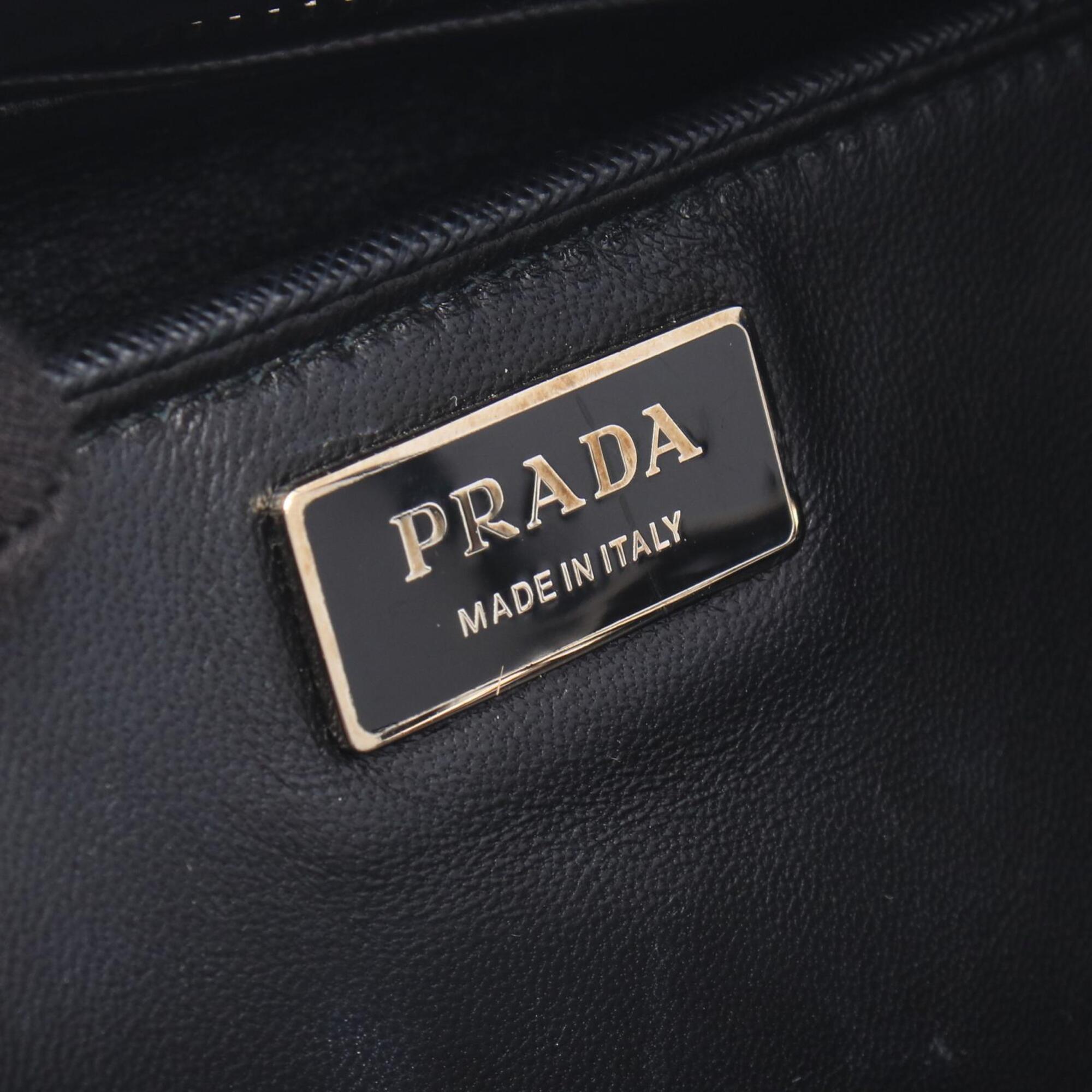 Prada Black Brown White Saffiano Handbag Tote Bag (Pre-Owned)