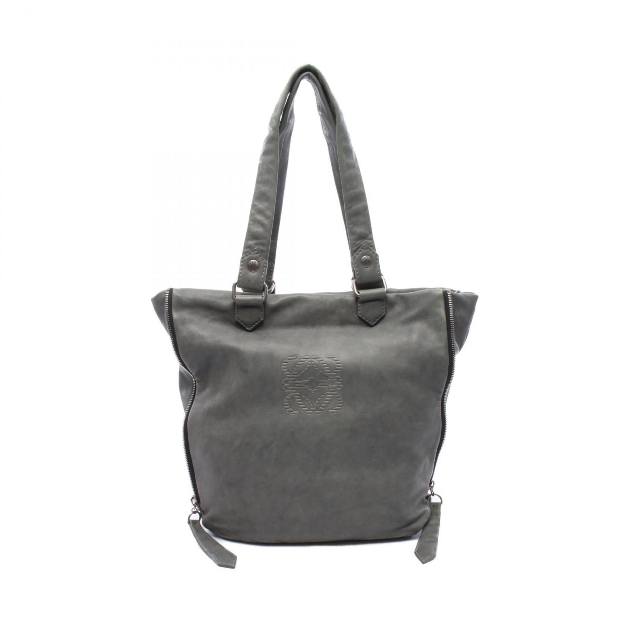 Loewe Gray Leather Handbag Tote Bag (Pre-Owned)