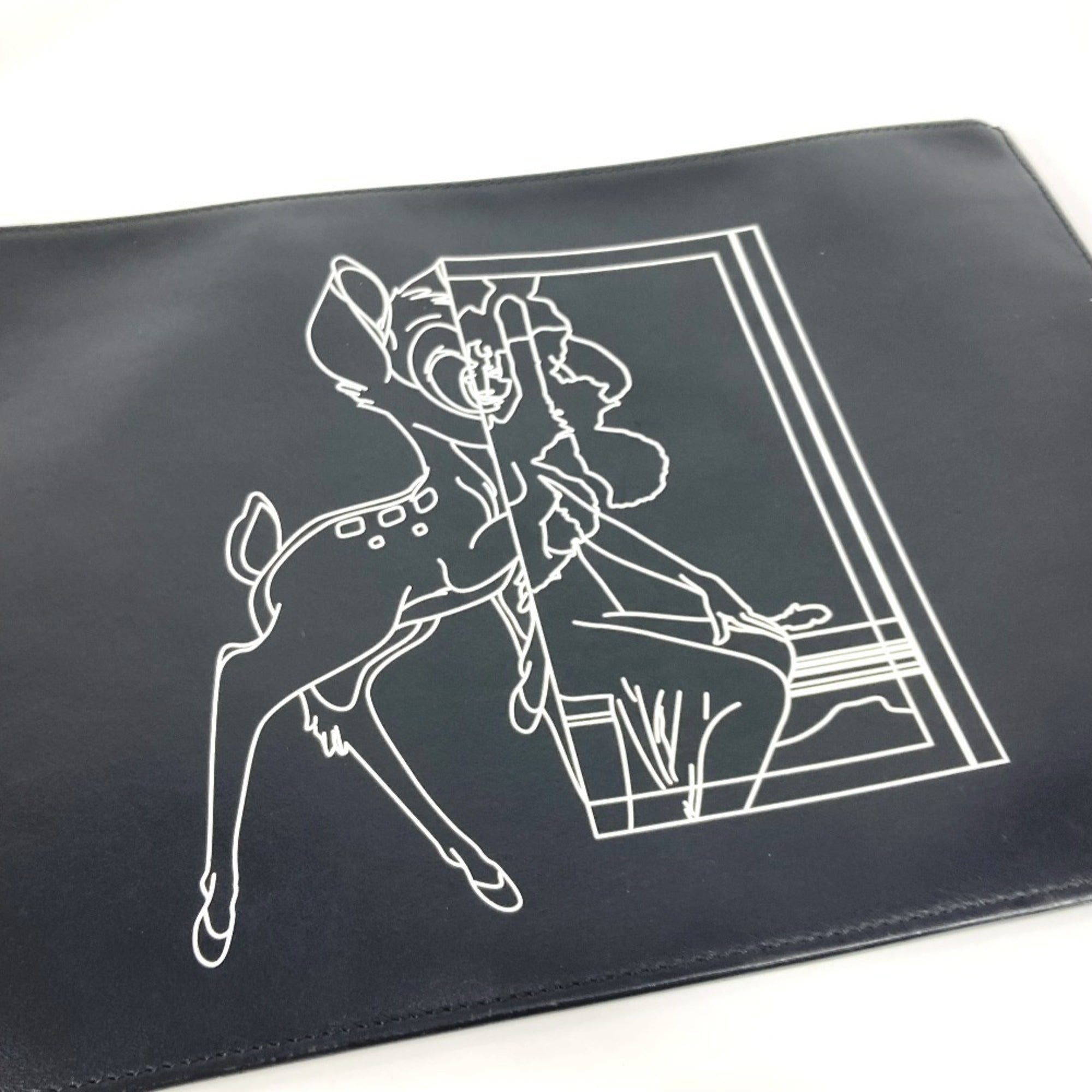 Givenchy Black White Leather Clutch Bag (Pre-Owned)
