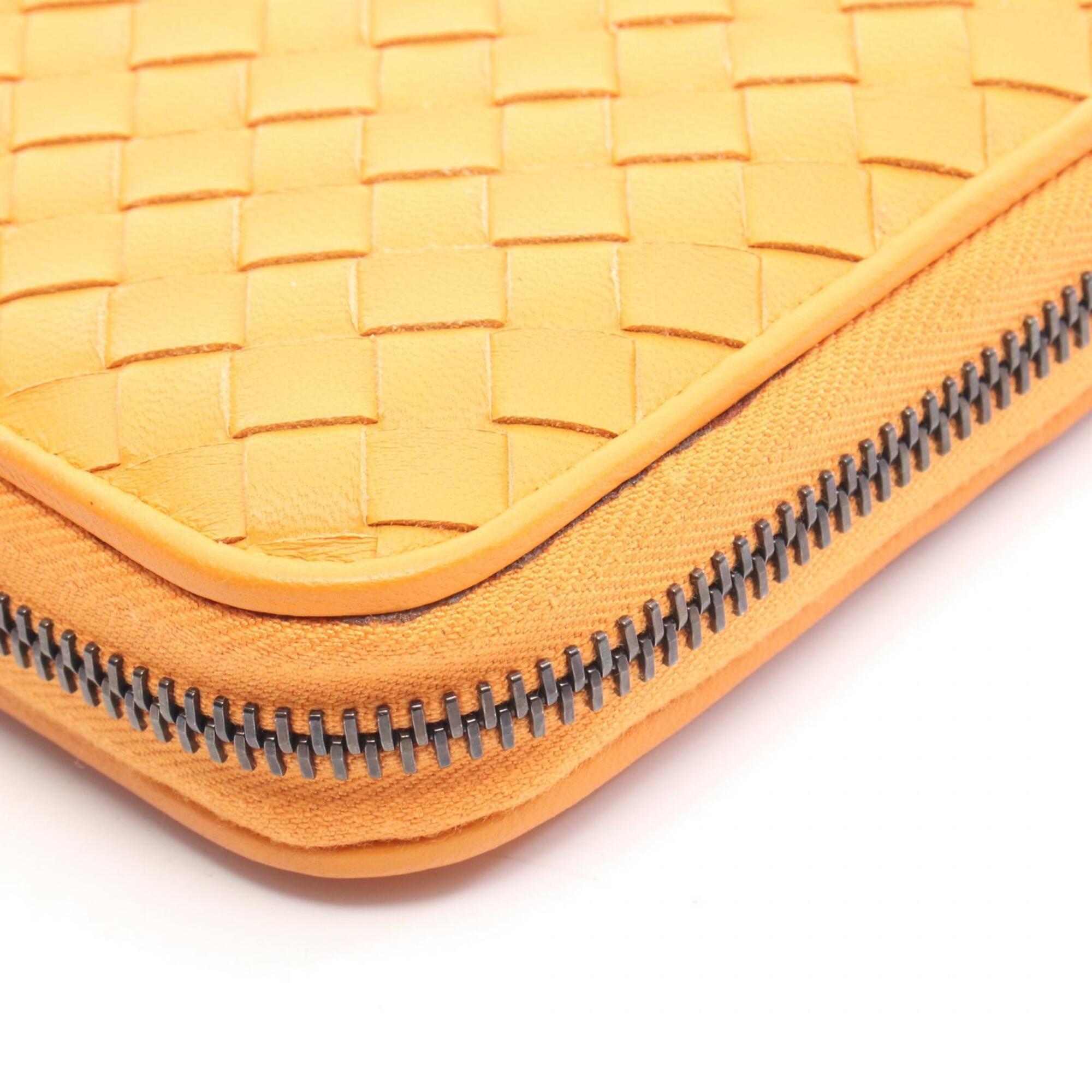 Bottega Veneta Orange Leather Long Wallet (Bi-Fold) (Pre-Owned)