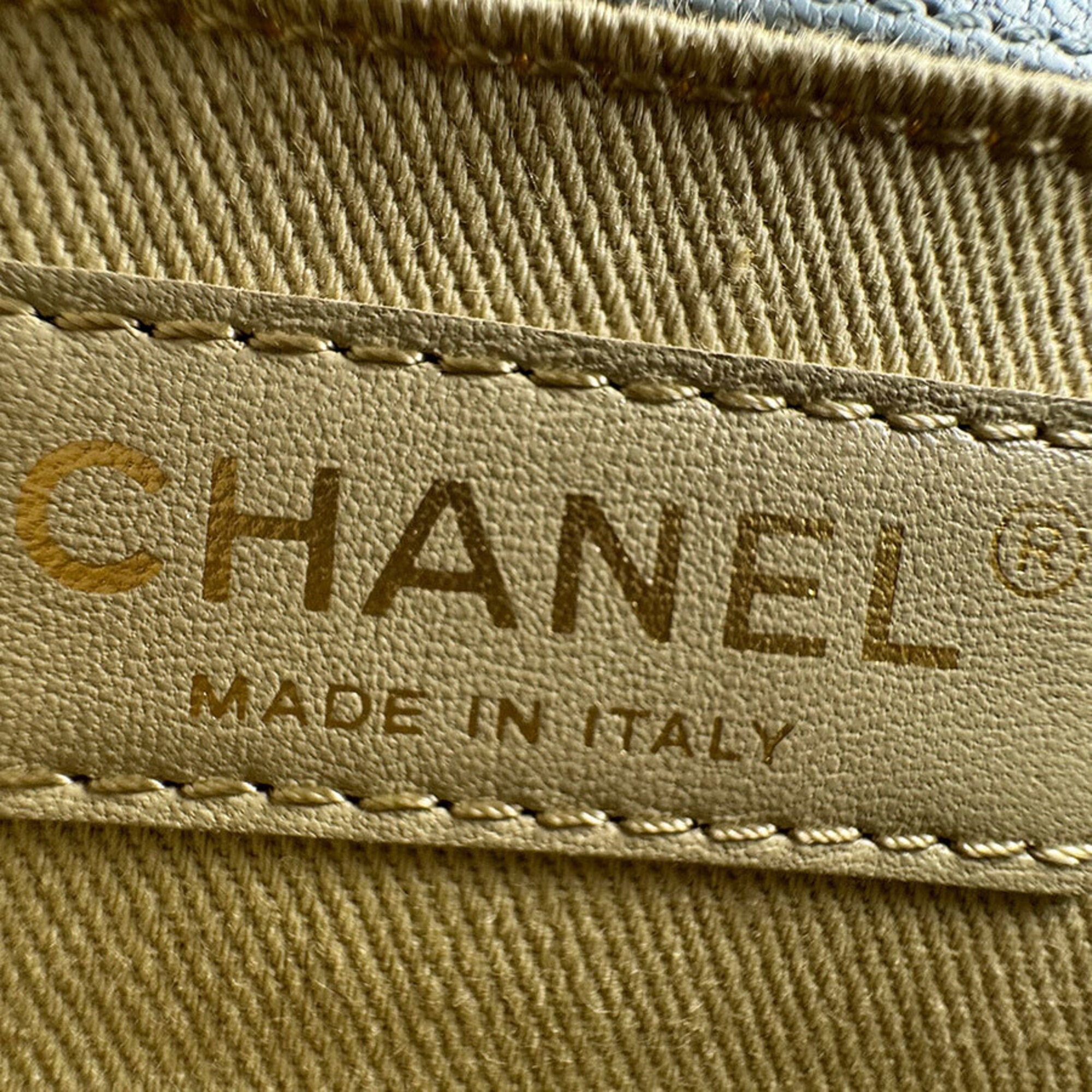 Chanel Blue Leather Handbag Shoulder Bag (Pre-Owned)