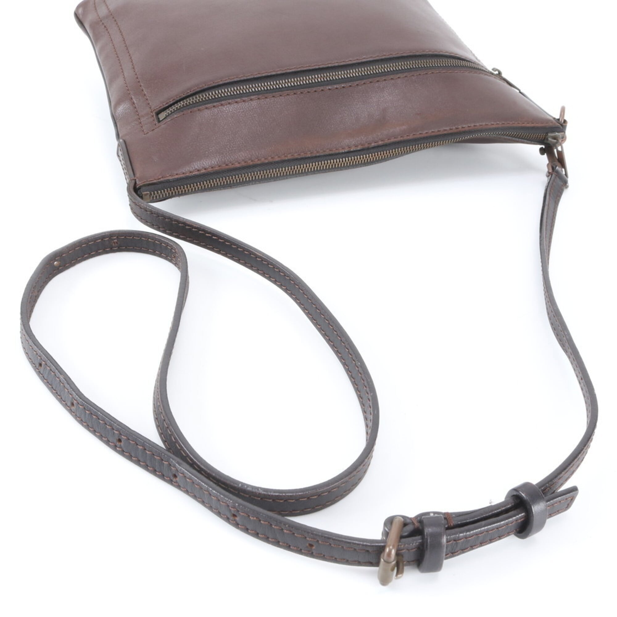 Louis Vuitton Coffee Leather Messenger Bag Shoulder Bag (Pre-Owned)