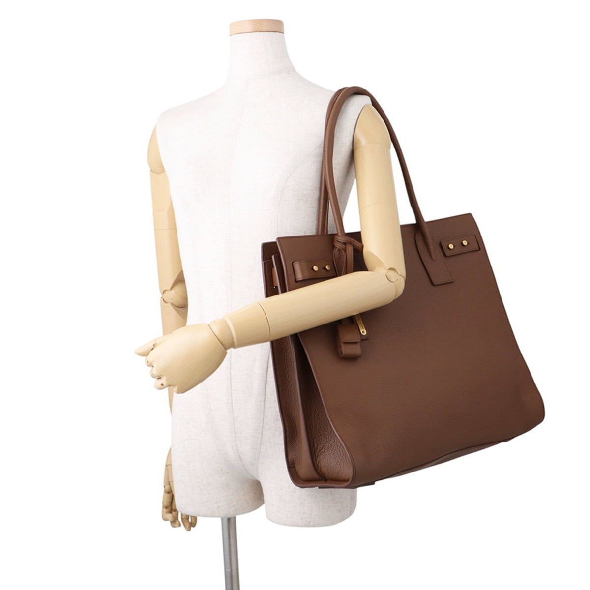 Saint Laurent Brown Leather Handbag Tote Bag (Pre-Owned)