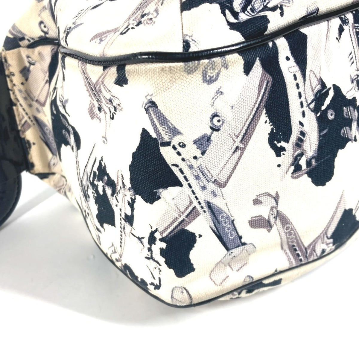 Chanel Black White Canvas Handbag (Pre-Owned)