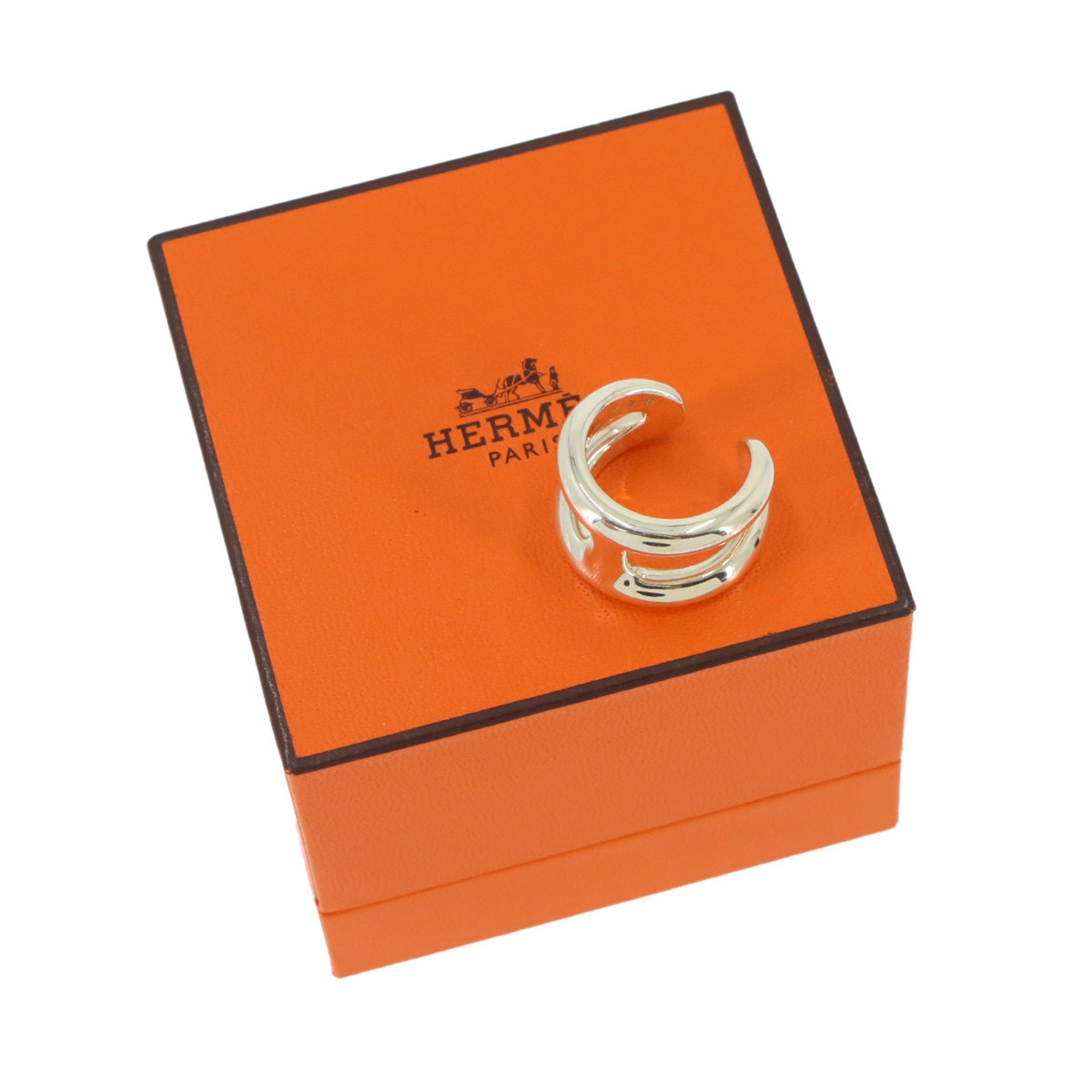 Hermes Silver Silver 925 Band Ring (Pre-Owned)