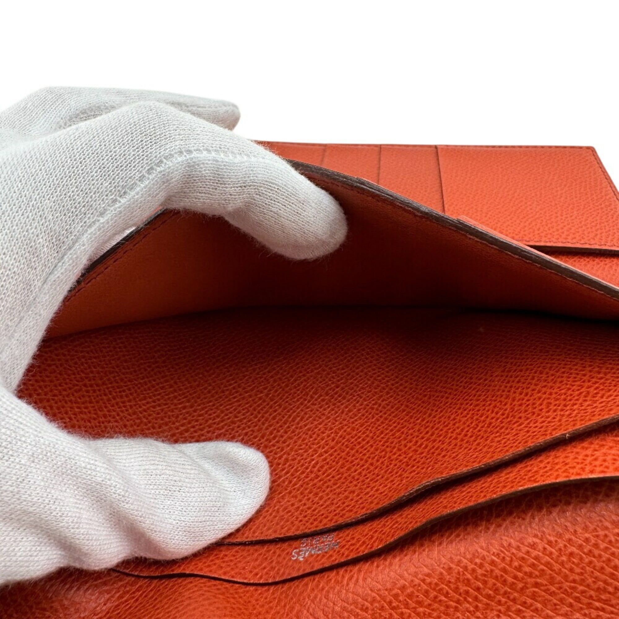 Hermes Orange Epsom Leather Long Wallet (Bi-Fold) (Pre-Owned)