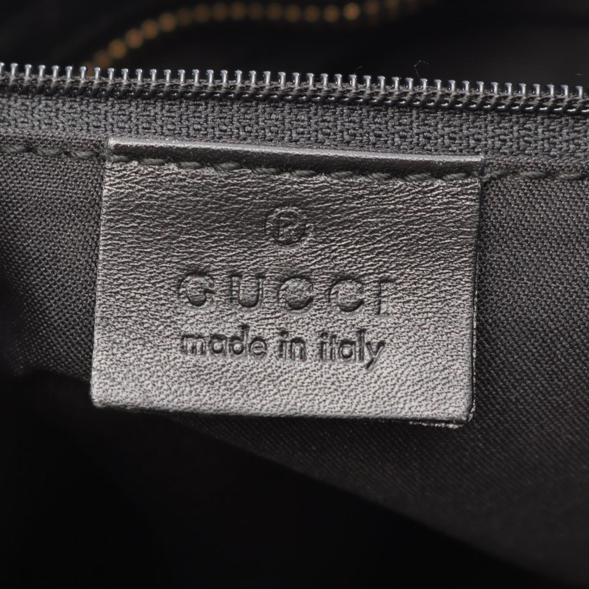 Gucci Black Gg Canvas Leather Handbag Shoulder Bag (Pre-Owned)