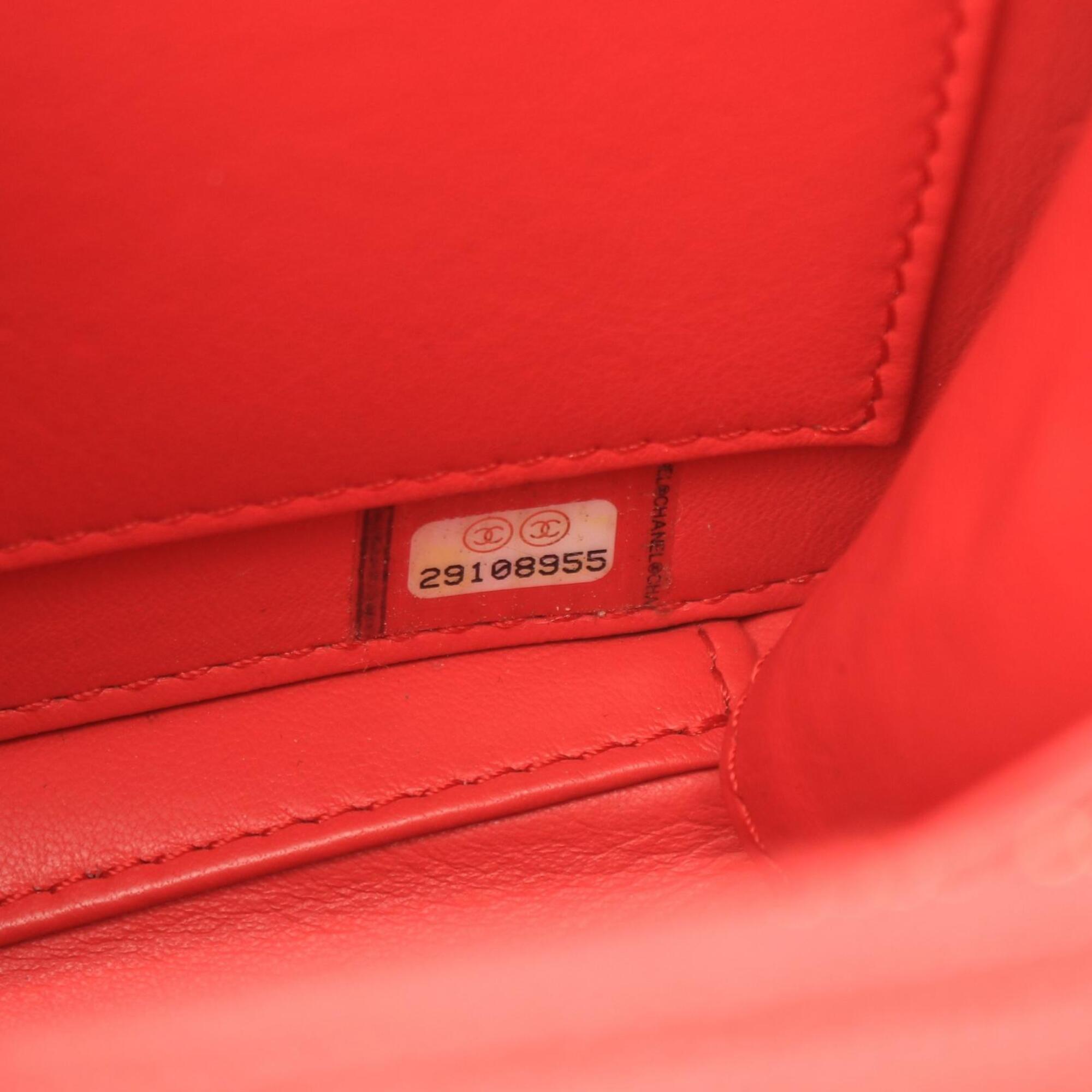 Chanel Red Color Grained Calfskin Handbag Shoulder Bag Vanity Bag (Pre-Owned)