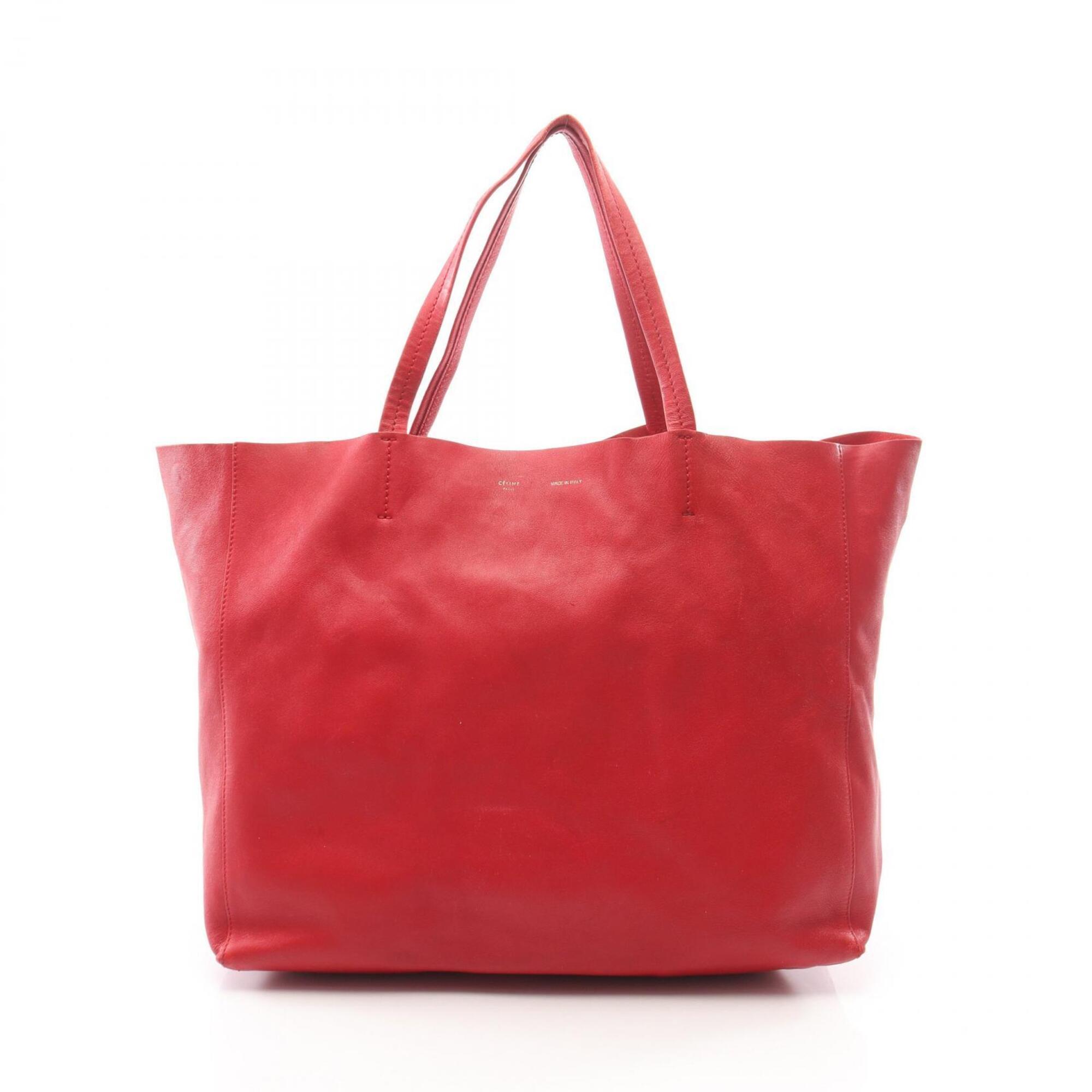 Celine Red Color Leather Handbag Tote Bag (Pre-Owned)