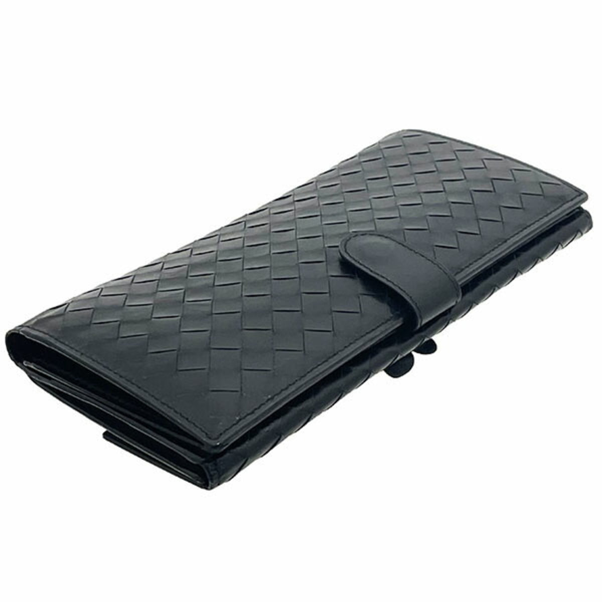 Bottega Veneta Black Leather Long Wallet (Bi-Fold) (Pre-Owned)