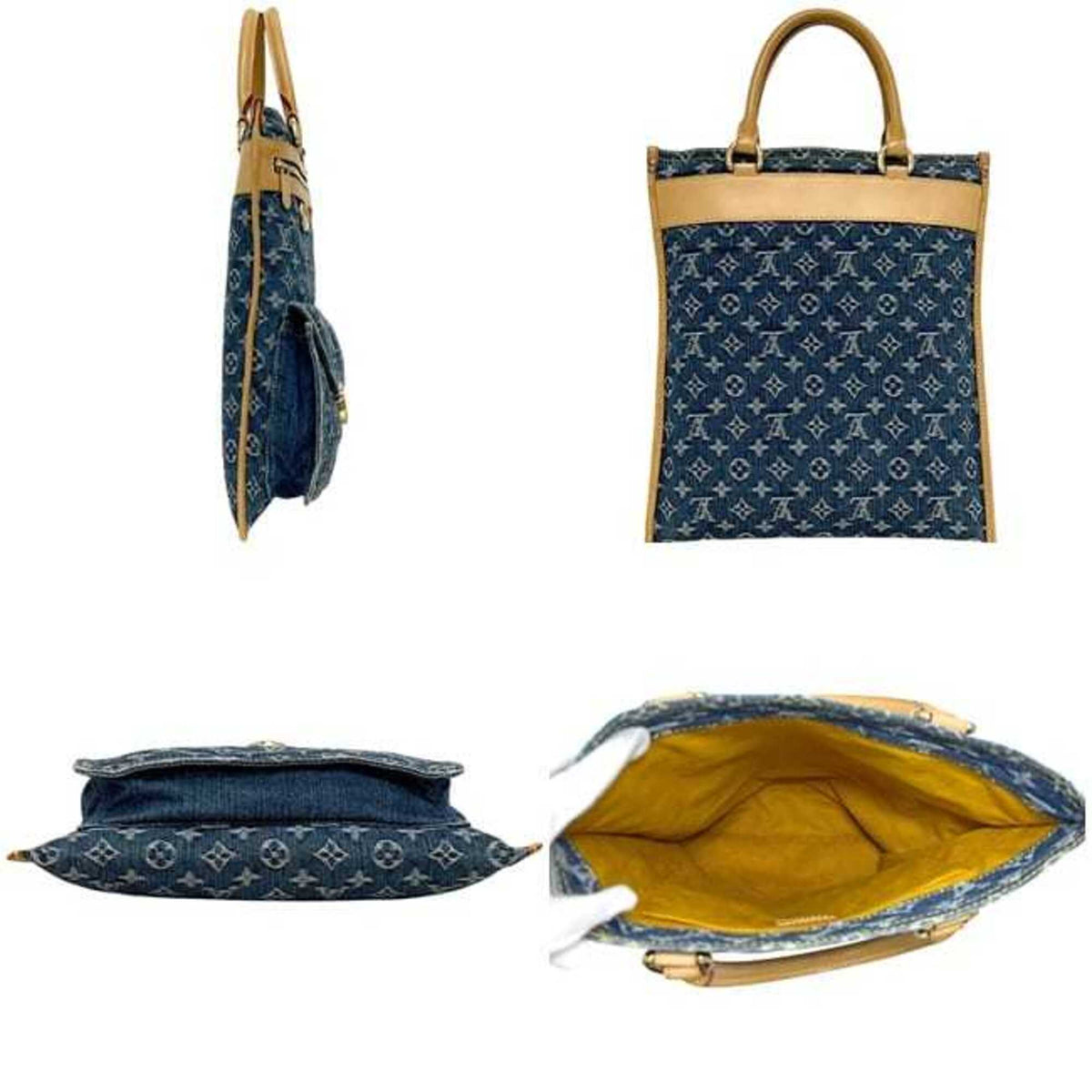 Louis Vuitton Blue Monogram Denim Leather Tote Bag (Pre-Owned)