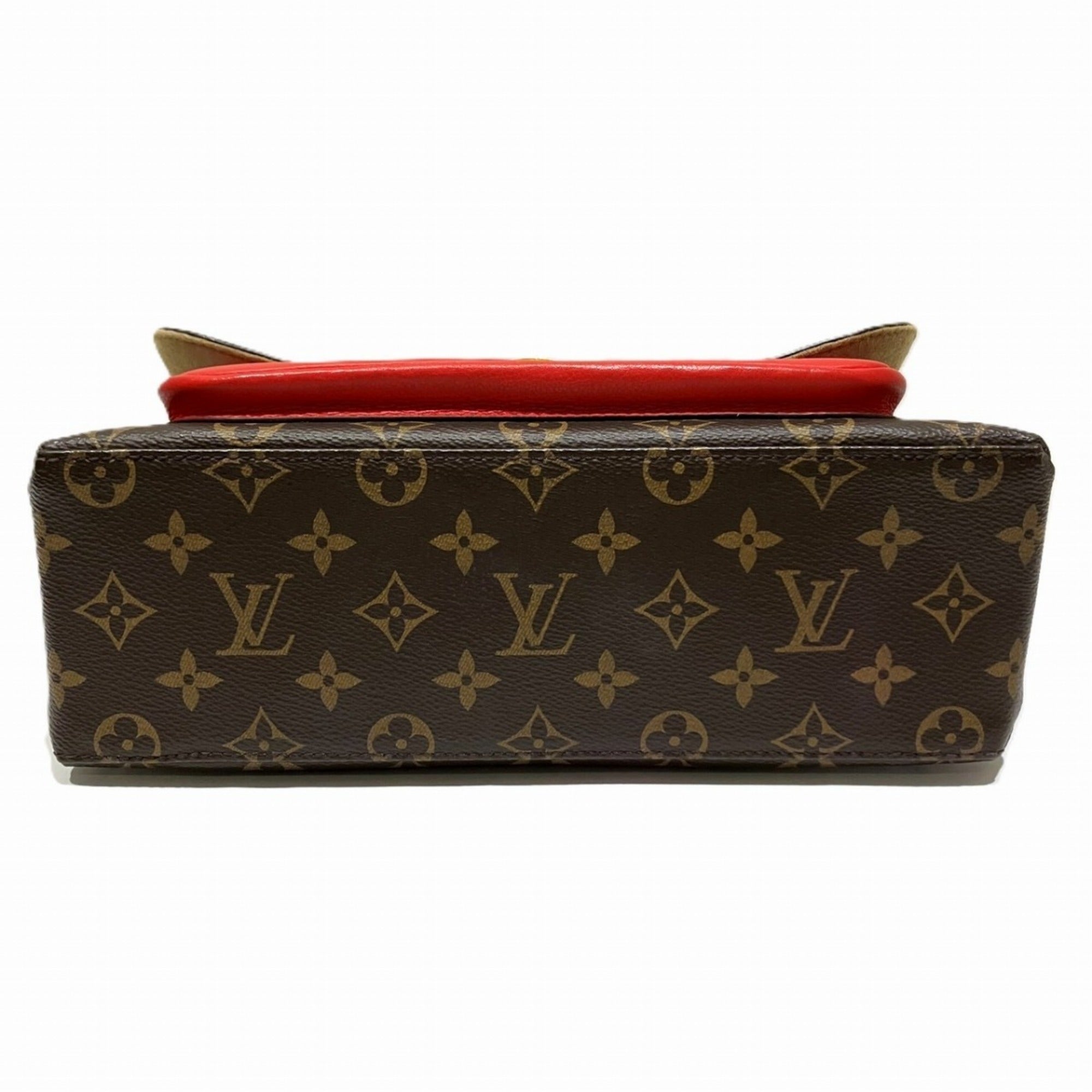 Louis Vuitton Brown Monogram Red Color Monogram Leather Handbag (Pre-Owned)