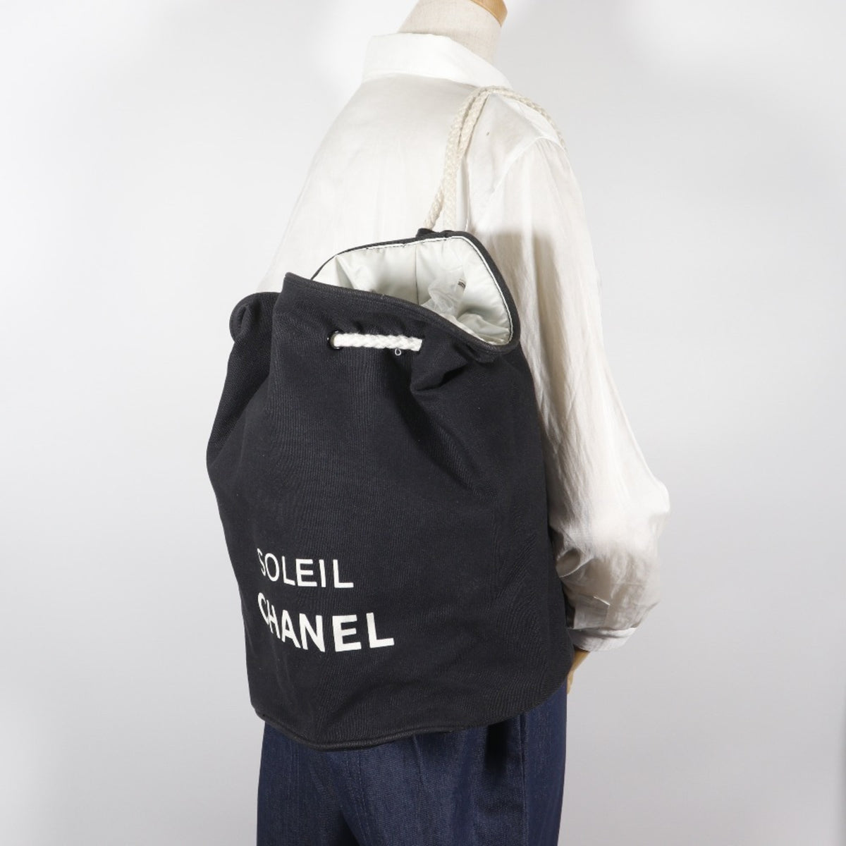 Chanel Black Cotton Shoulder Bag (Pre-Owned)