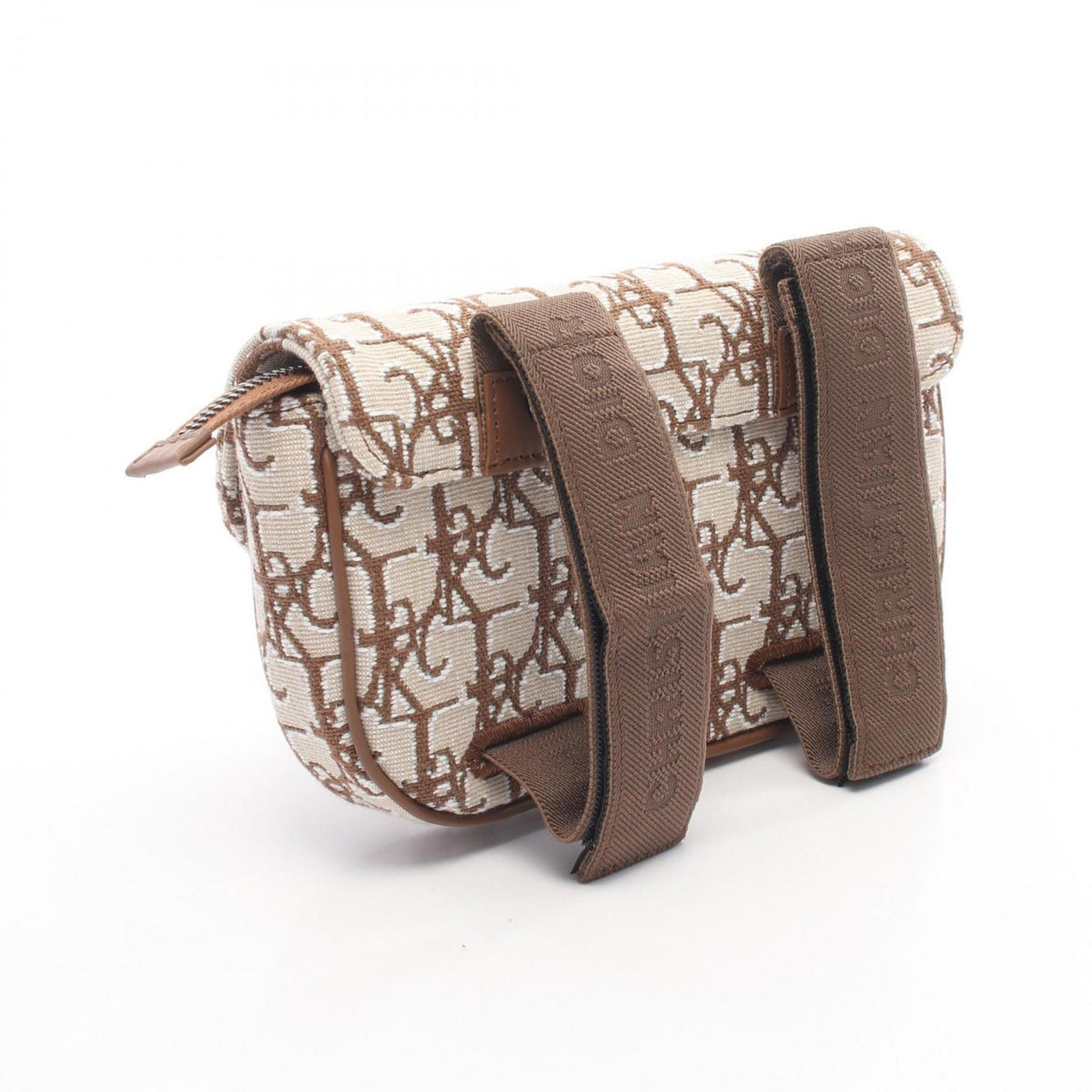 Christian Dior Beige Brown Canvas Handbag Saddle Bag (Pre-Owned)