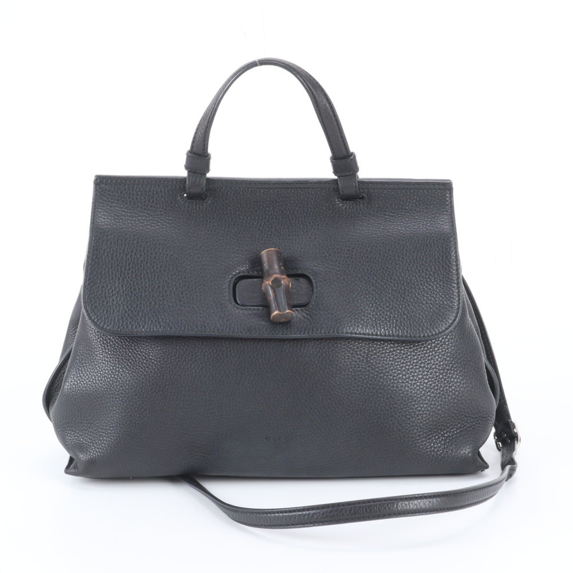 Gucci Black Leather Shoulder Bag Tote Bag (Pre-Owned)