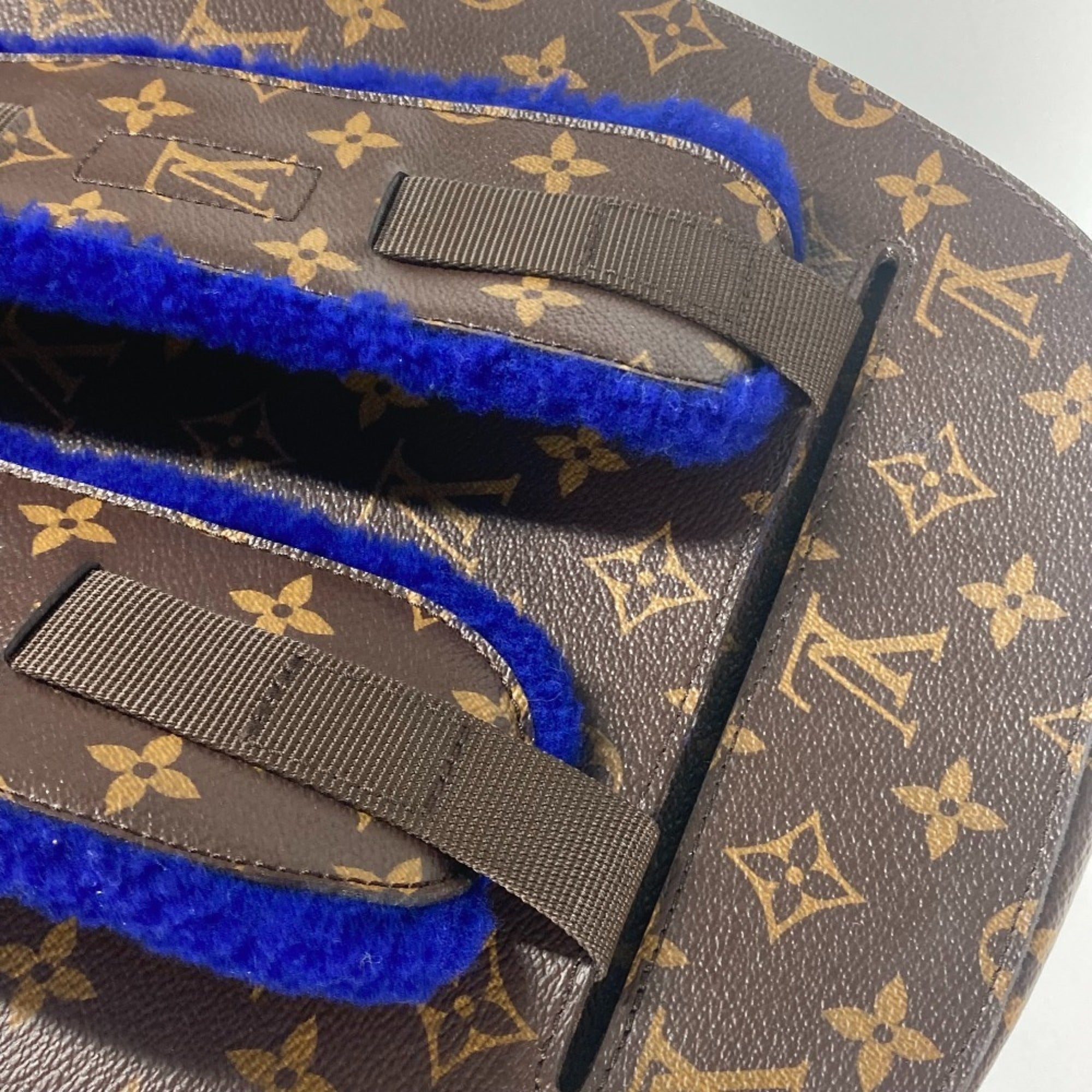 Louis Vuitton Blue Brown Monogram Canvas Leather Backpack (Pre-Owned)