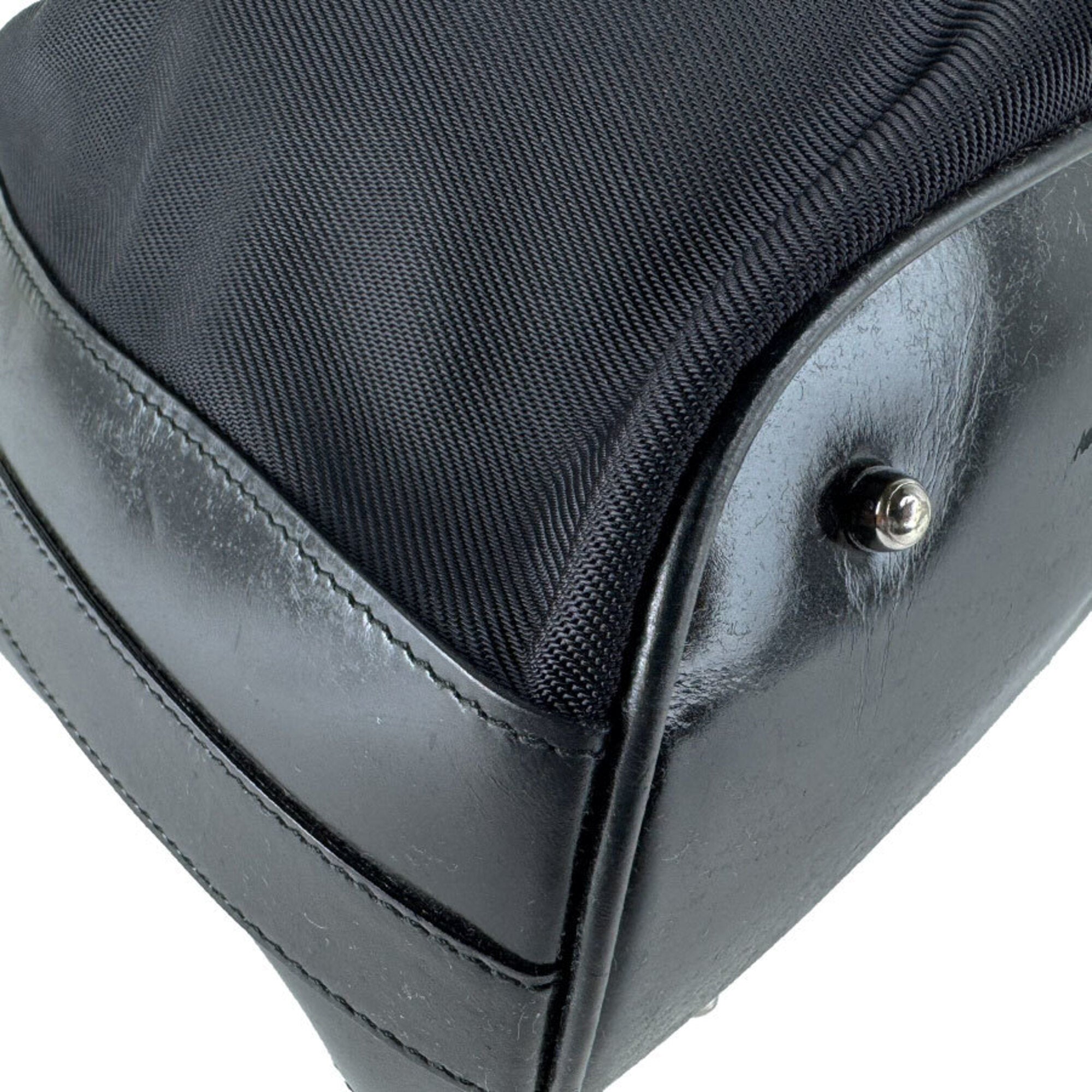 Gucci Black Nylon Canvas Leather Handbag Shoulder Bag (Pre-Owned)