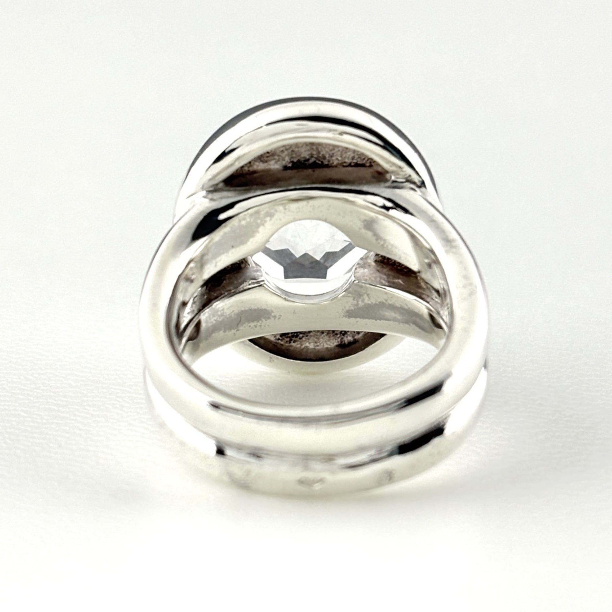 Hermes Silver Pink Gold Silver Band Ring (Pre-Owned)